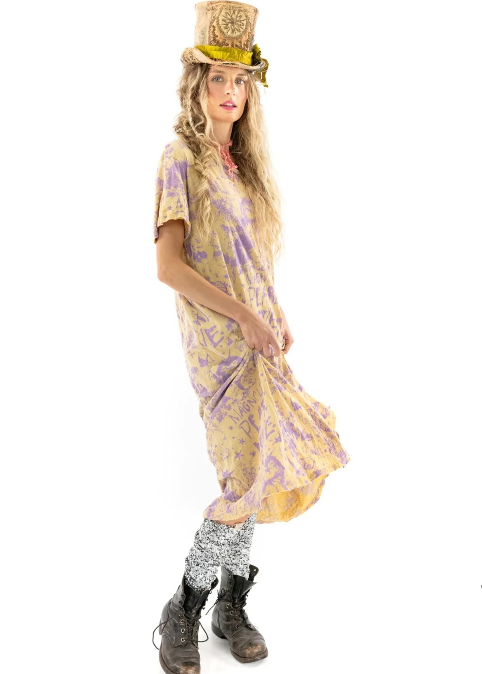 Magnolia Pearl Magnolia Pearl MP Love Co. Unicat Tee Dress 875 Marigold/Lilac