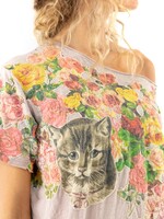 Magnolia Pearl All Over Floral Applique Tee Top 1211 Lilac