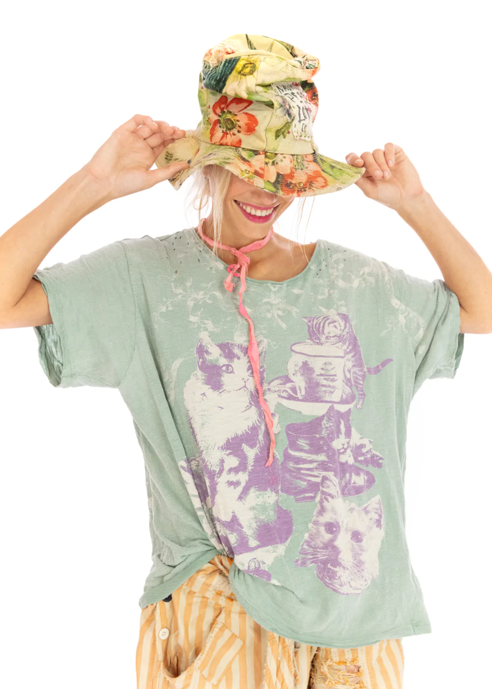 Magnolia Pearl Hours Are Roses Cat Collage Tee Top 1326 Pennyroyal