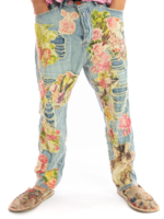 Magnolia Pearl Floral Applique Miner Denims Pants 371 Washed Indigo One Size