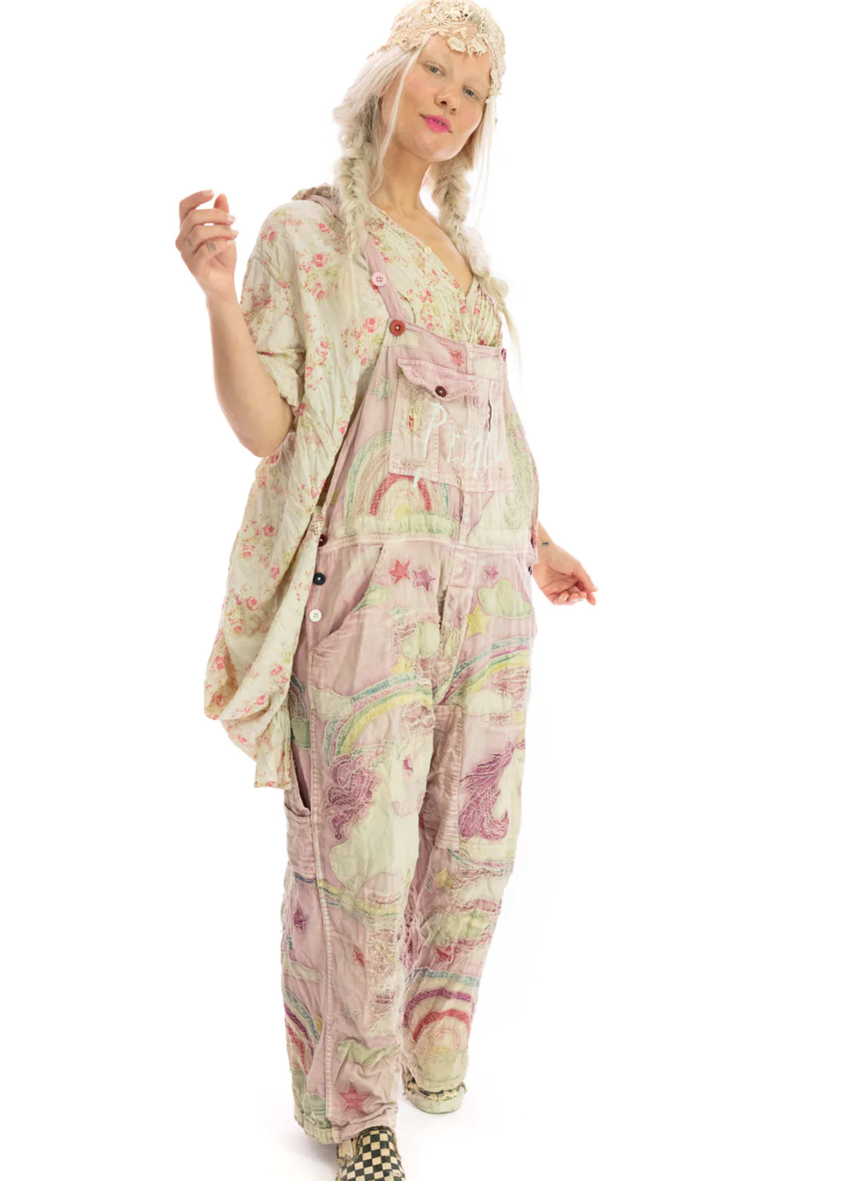 Magnolia Pearl Applique Unicorn Overalls 037 Fairytale