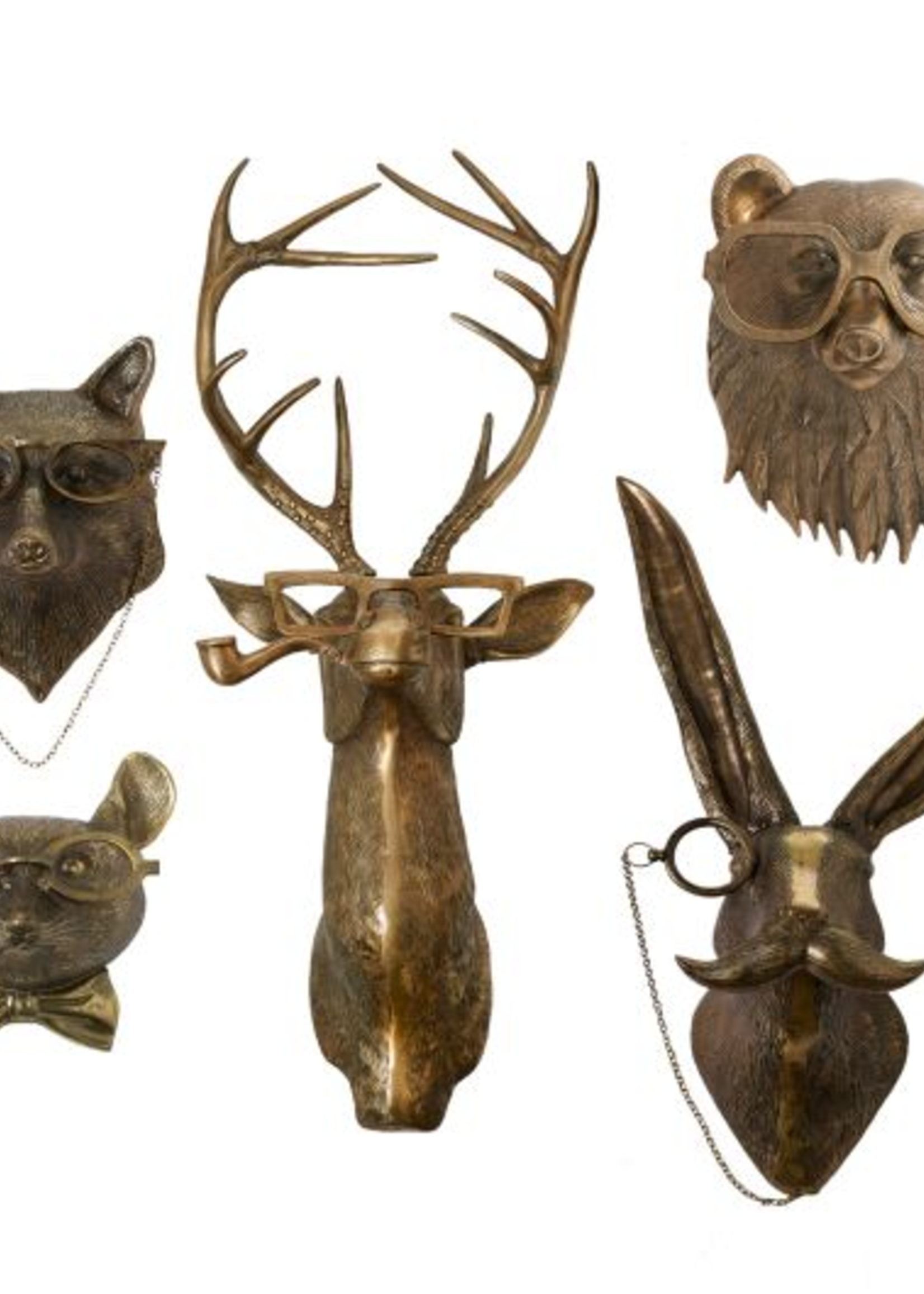 Eric + Eloise (E+E) Collection Beatrice the Bear Wall Mount Cast Aluminum Wall Art with Glasses