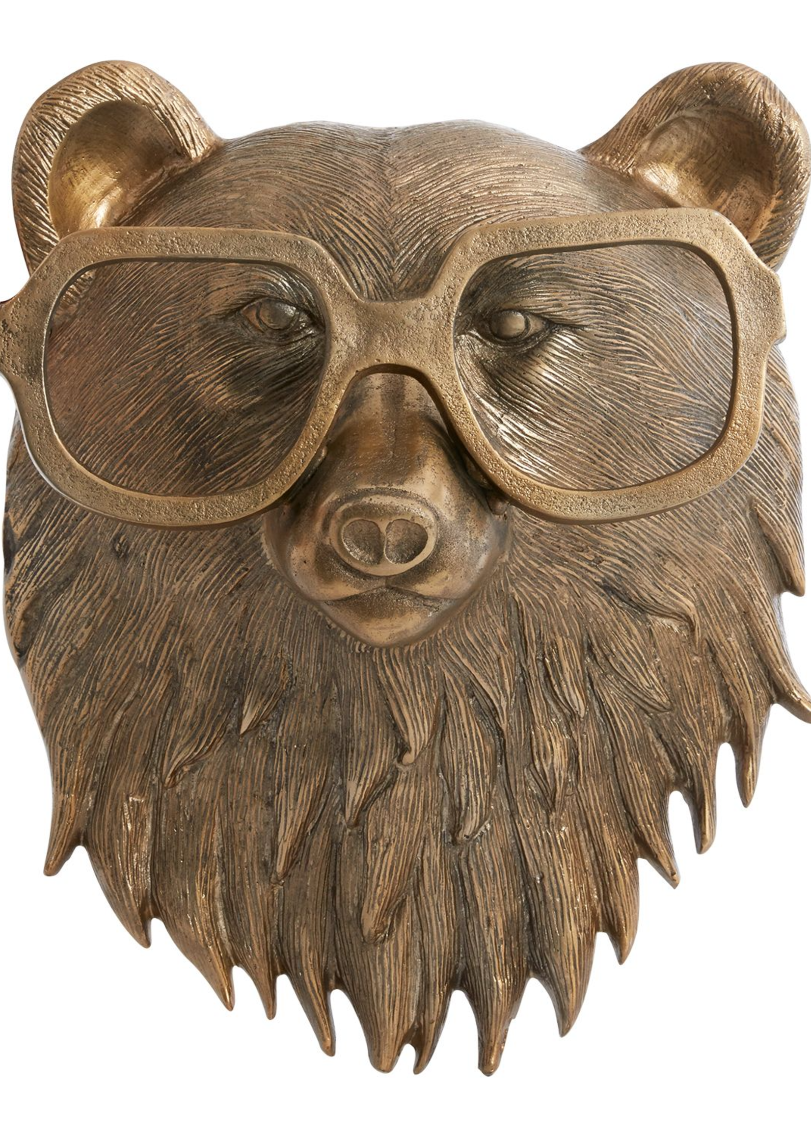 Eric + Eloise (E+E) Collection Beatrice the Bear Wall Mount Cast Aluminum Wall Art with Glasses