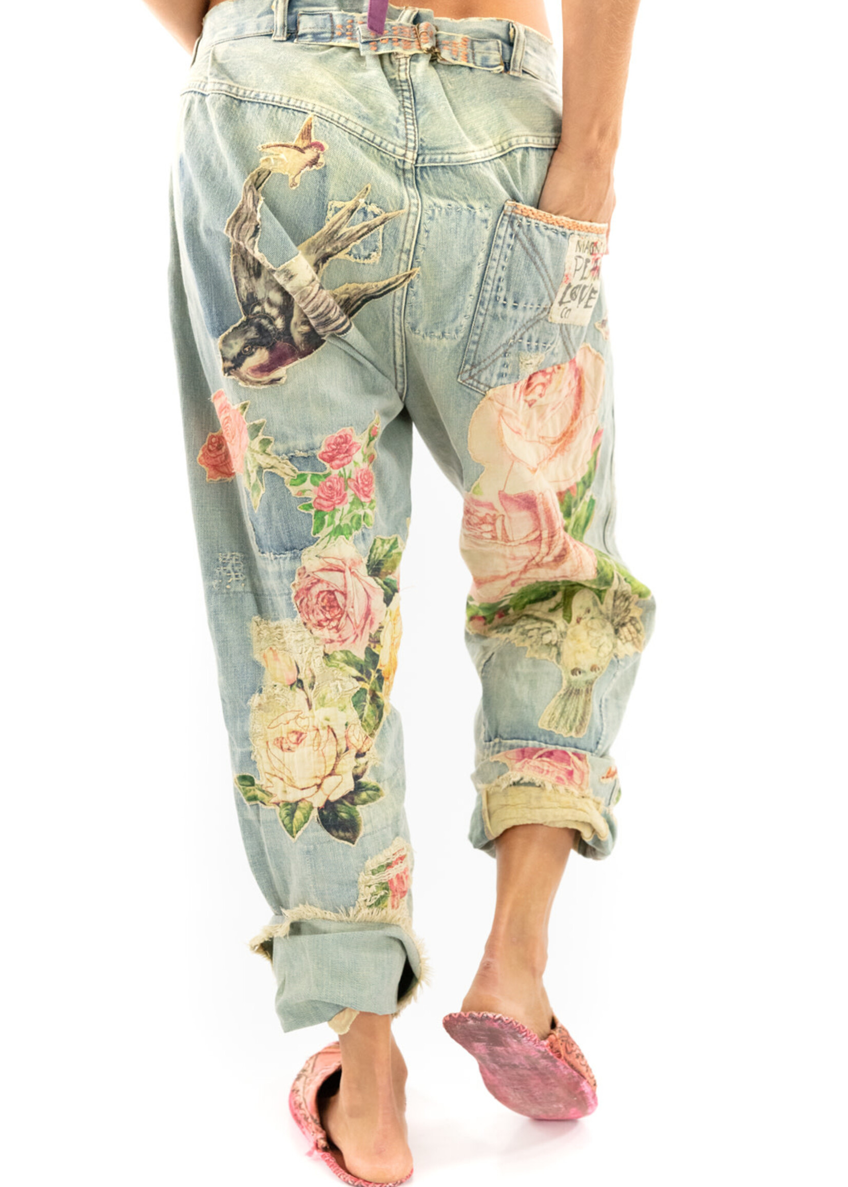 Magnolia Pearl Miner Denims w Bird Applique Pants 316 Washed Indigo