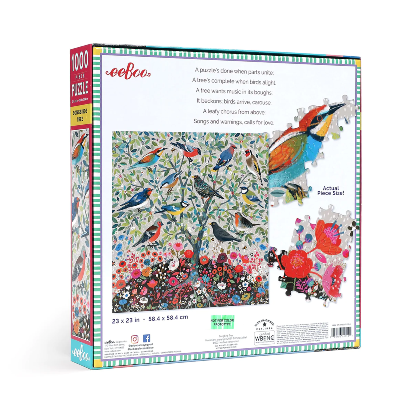 eeBoo Song Birds 1000pc puzzle