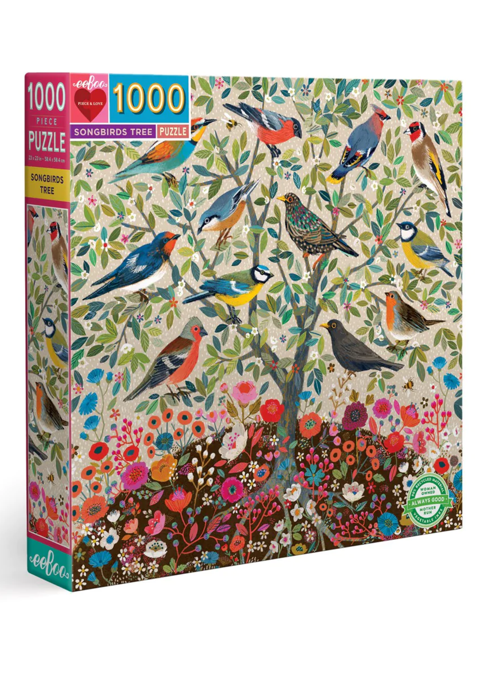 eeBoo Song Birds 1000pc puzzle