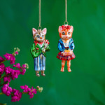 Glitterville Nathalie Lete Dressed Fancy Feline Cat Ornaments