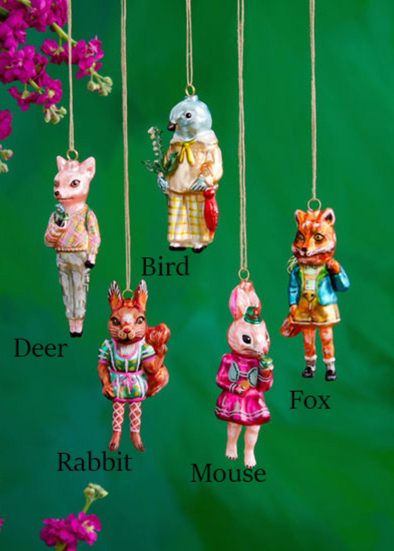 Glitterville Nathalie Lete Woodland Animal Ornaments