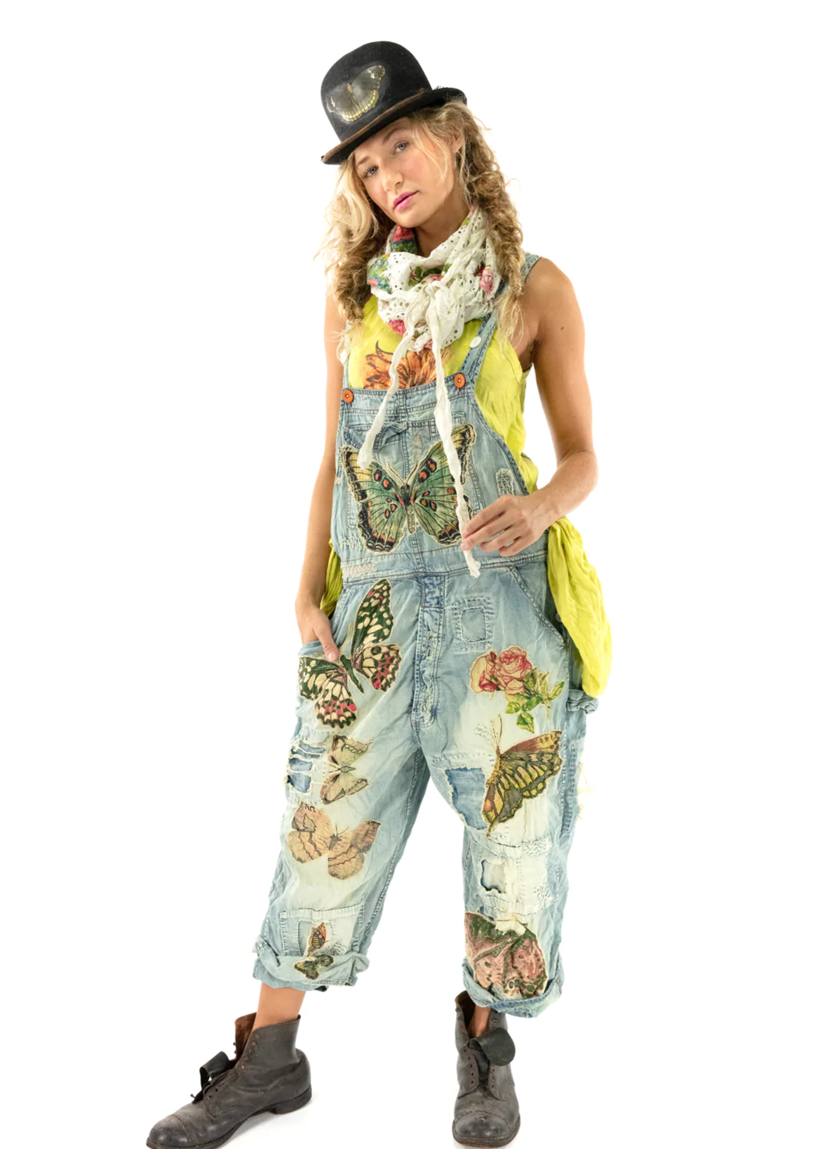 Magnolia Pearl Butterfly Applique Overalls 051 Mariposa
