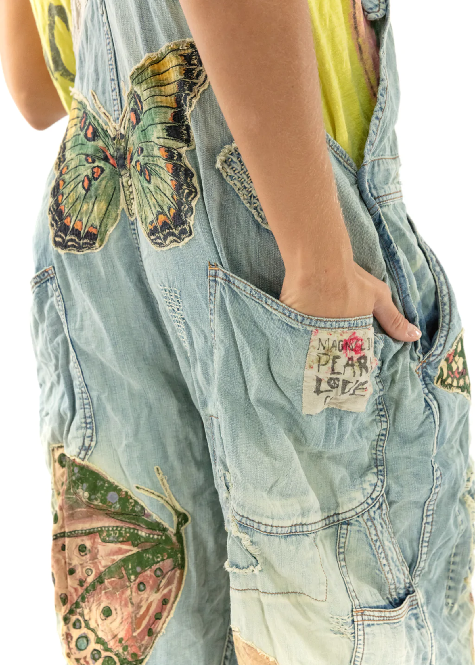 Magnolia Pearl Butterfly Applique Overalls 051 Mariposa