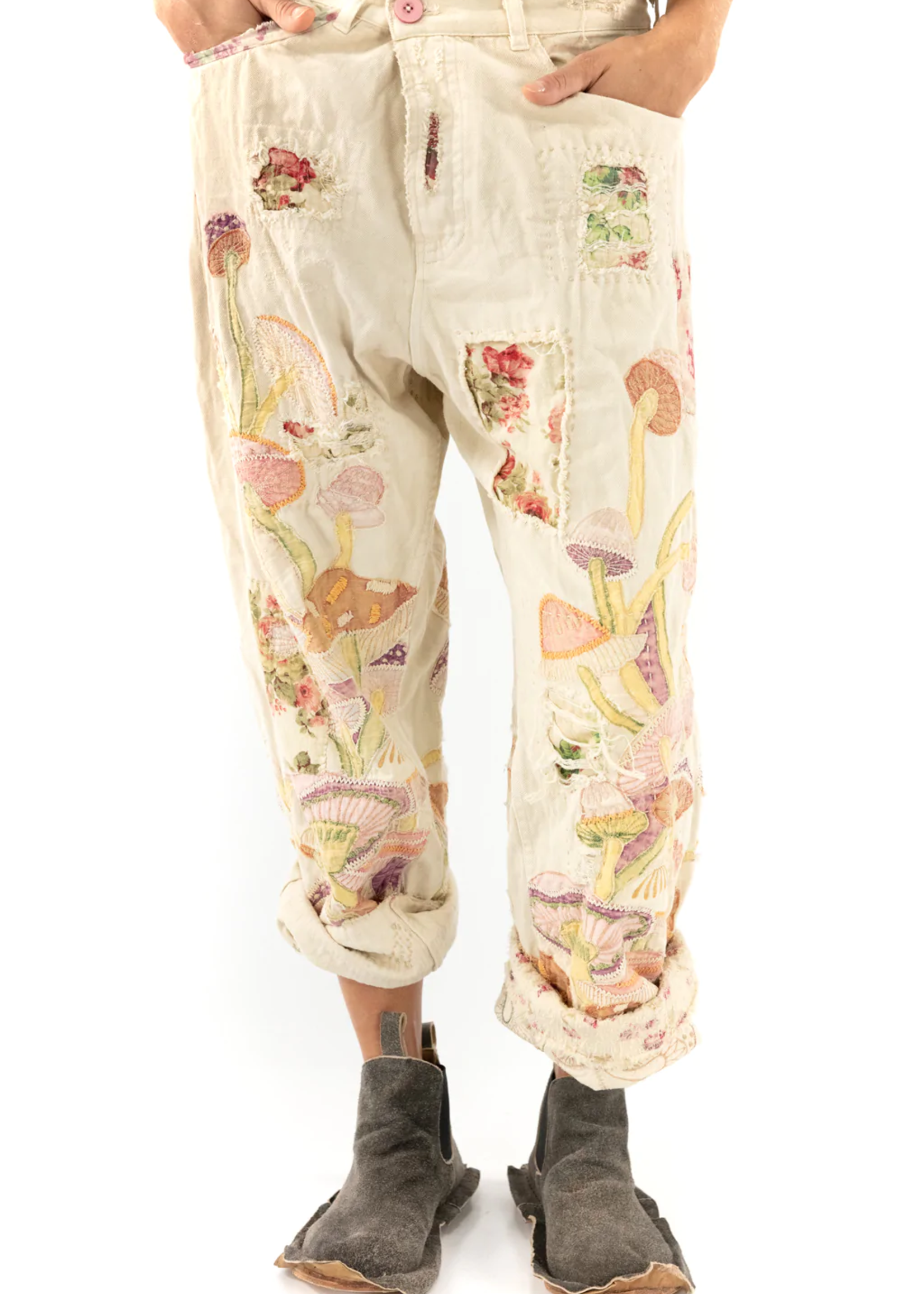 Magnolia Pearl Mushroom Embr Miner Denims Pants 310 Moonlight