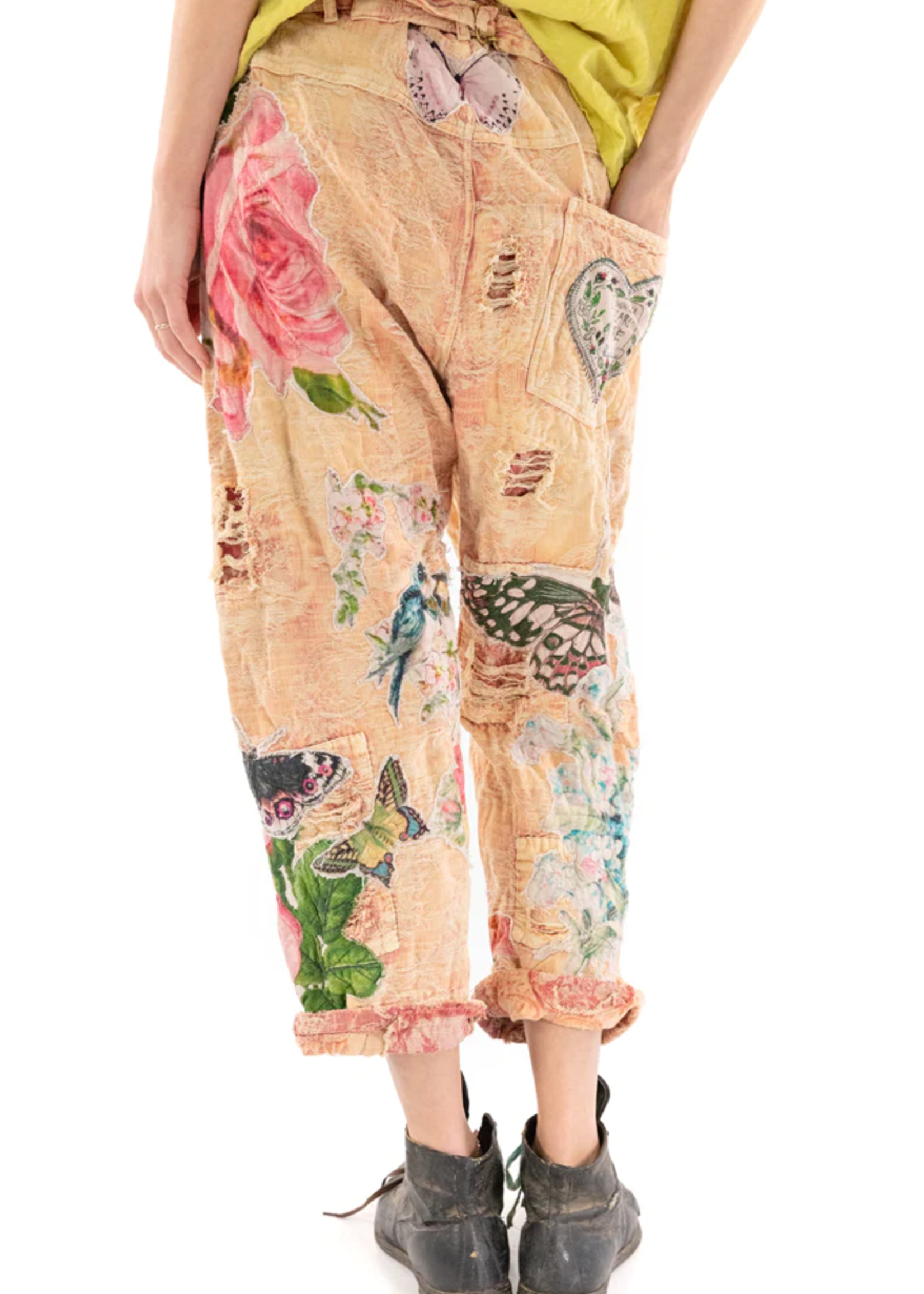 Magnolia Pearl Jacquard Applique Miner Denims Soleil En Rose Pants 345 One Size