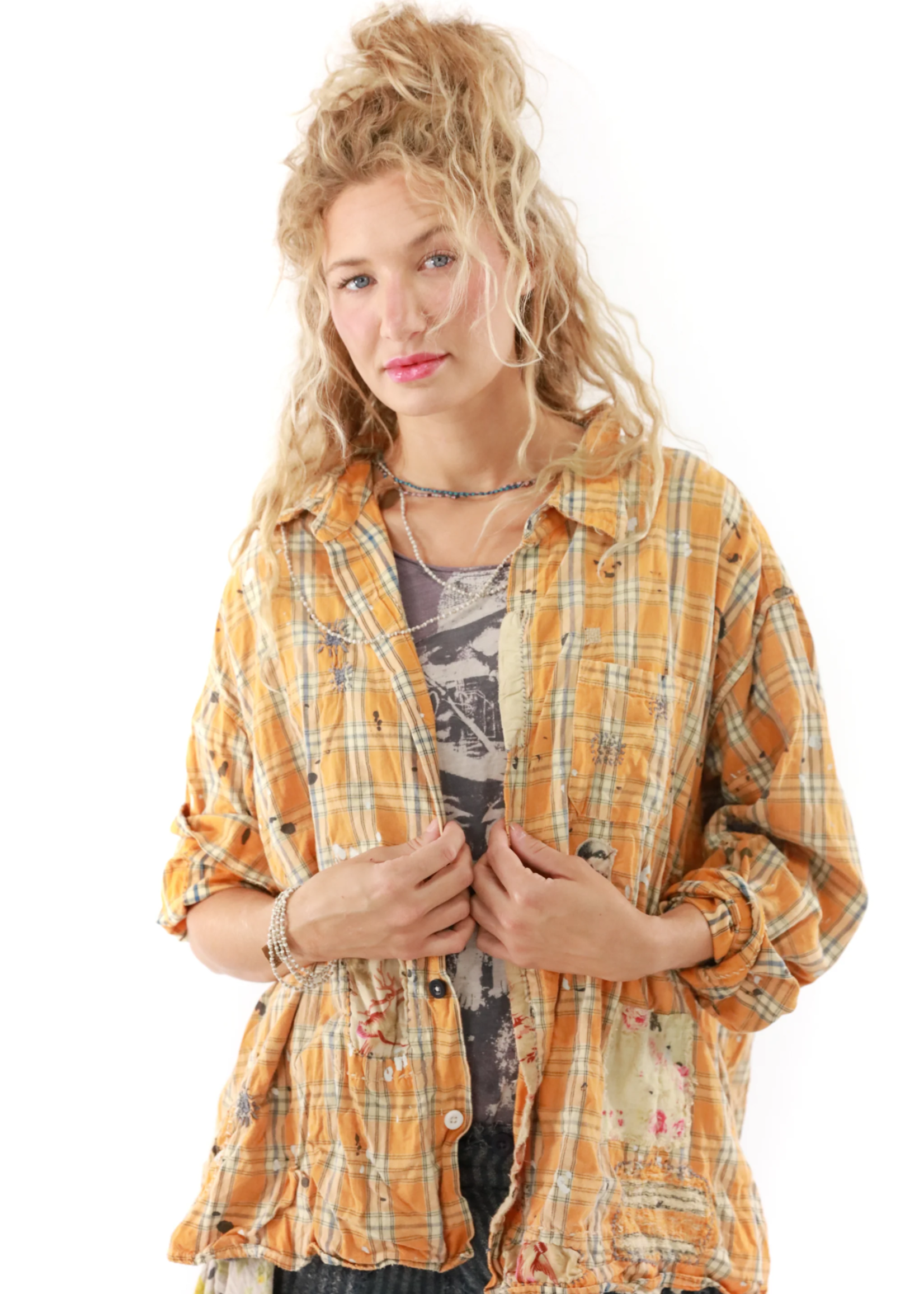 Magnolia Pearl Plaid Adison Workshirt Ukelele Top 1304