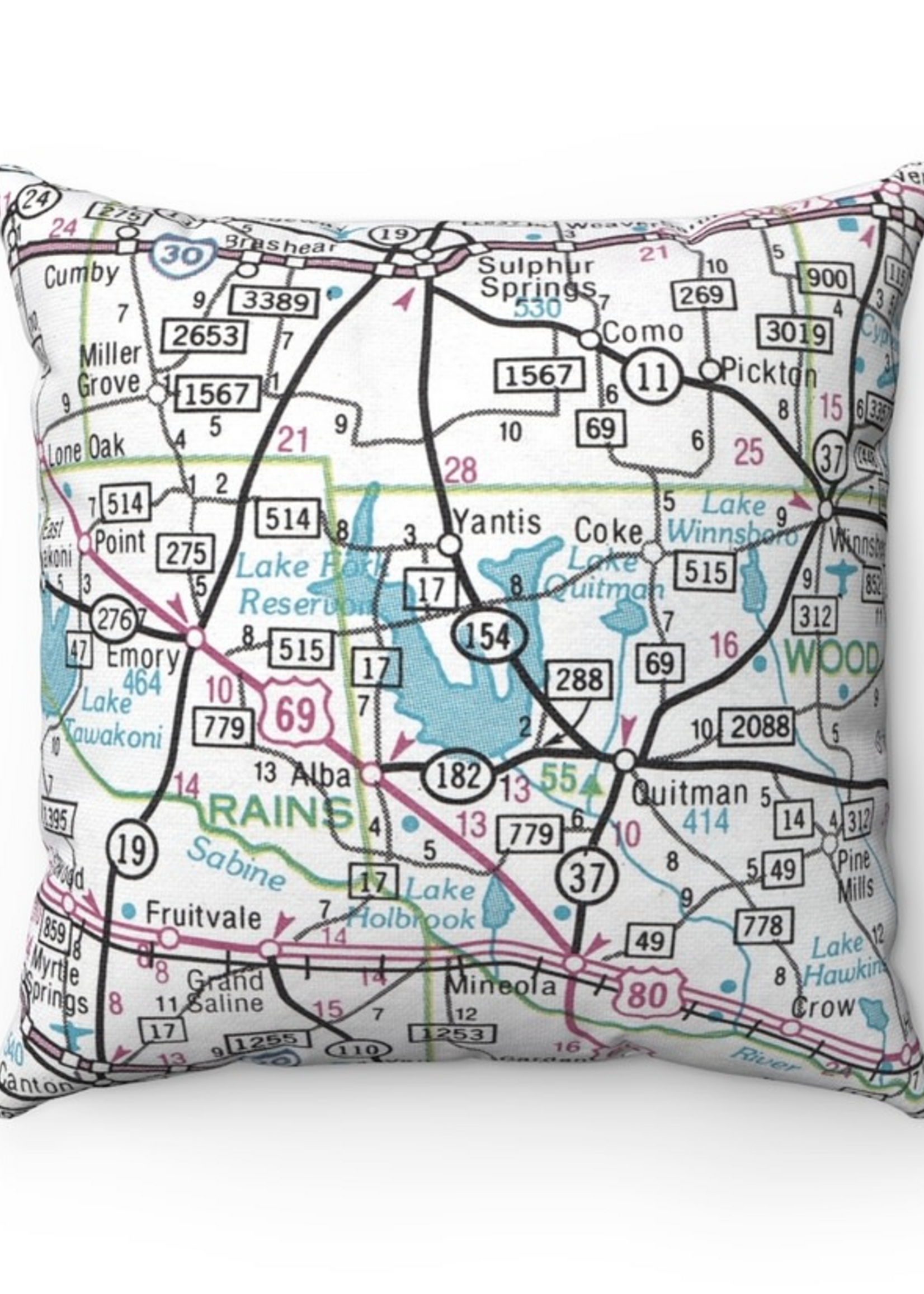 Map of Lake Fork Pillow Cover