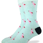 Good Luck Sock Men's Mint Flamingo Party Socks