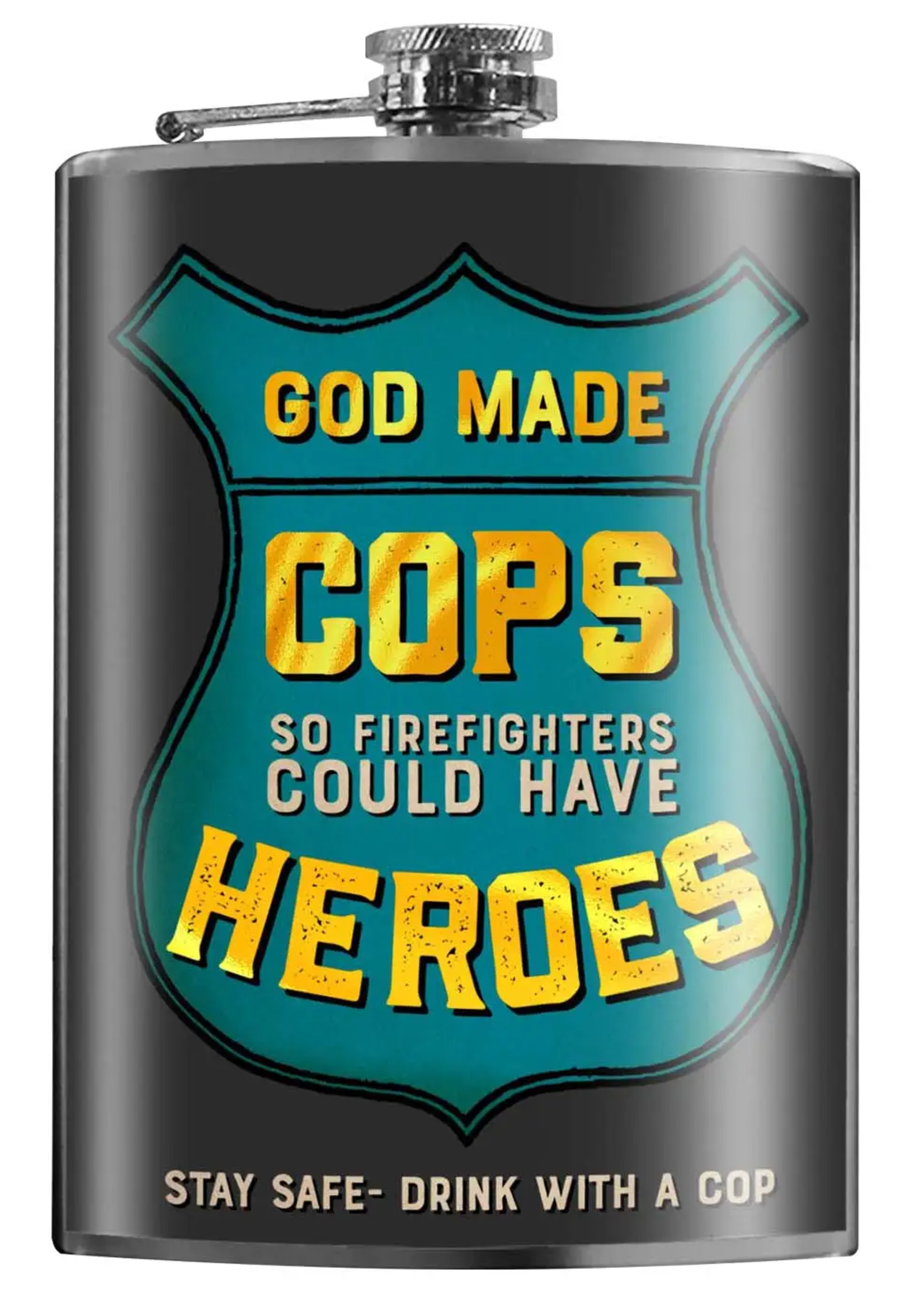 Trixie & Milo God Made Cops flask
