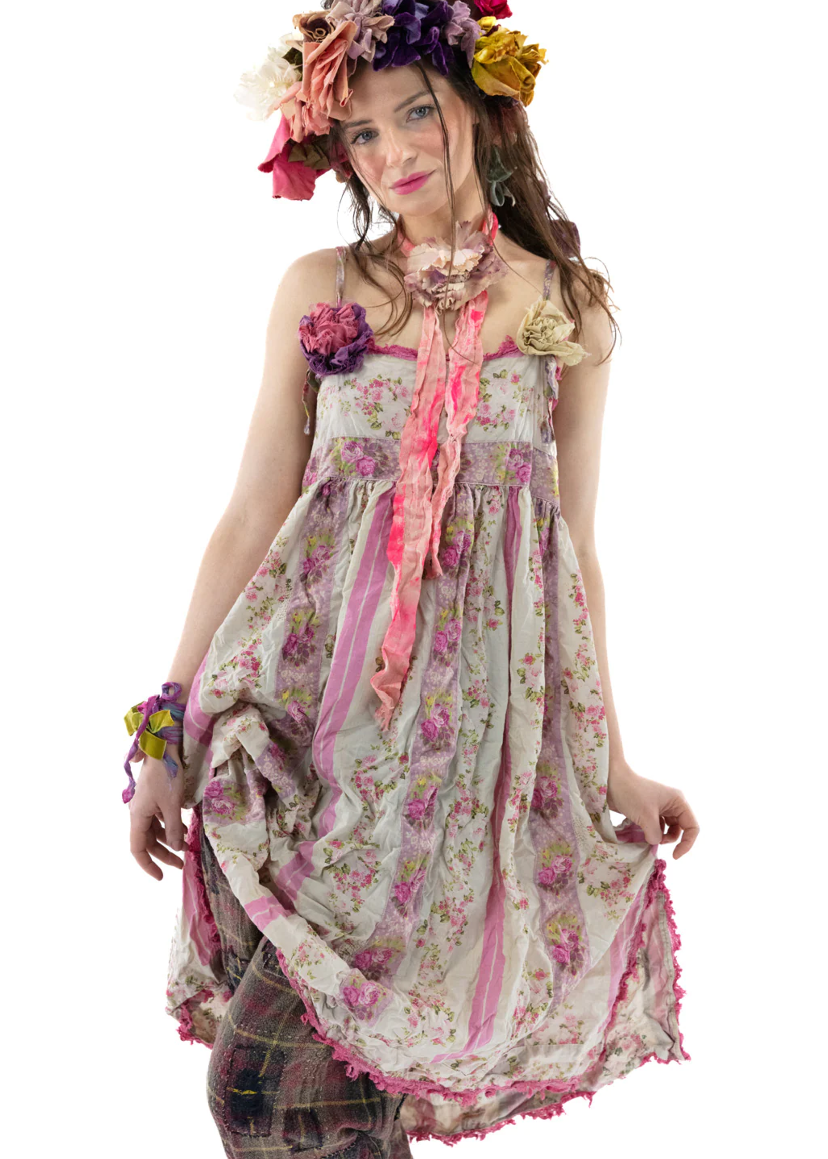 Magnolia Pearl Floral Stripe Amigas Dress 904 Bougainvillea