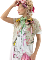 Magnolia Pearl Floral Dejah Cropped Blouse Top 1334 One Size