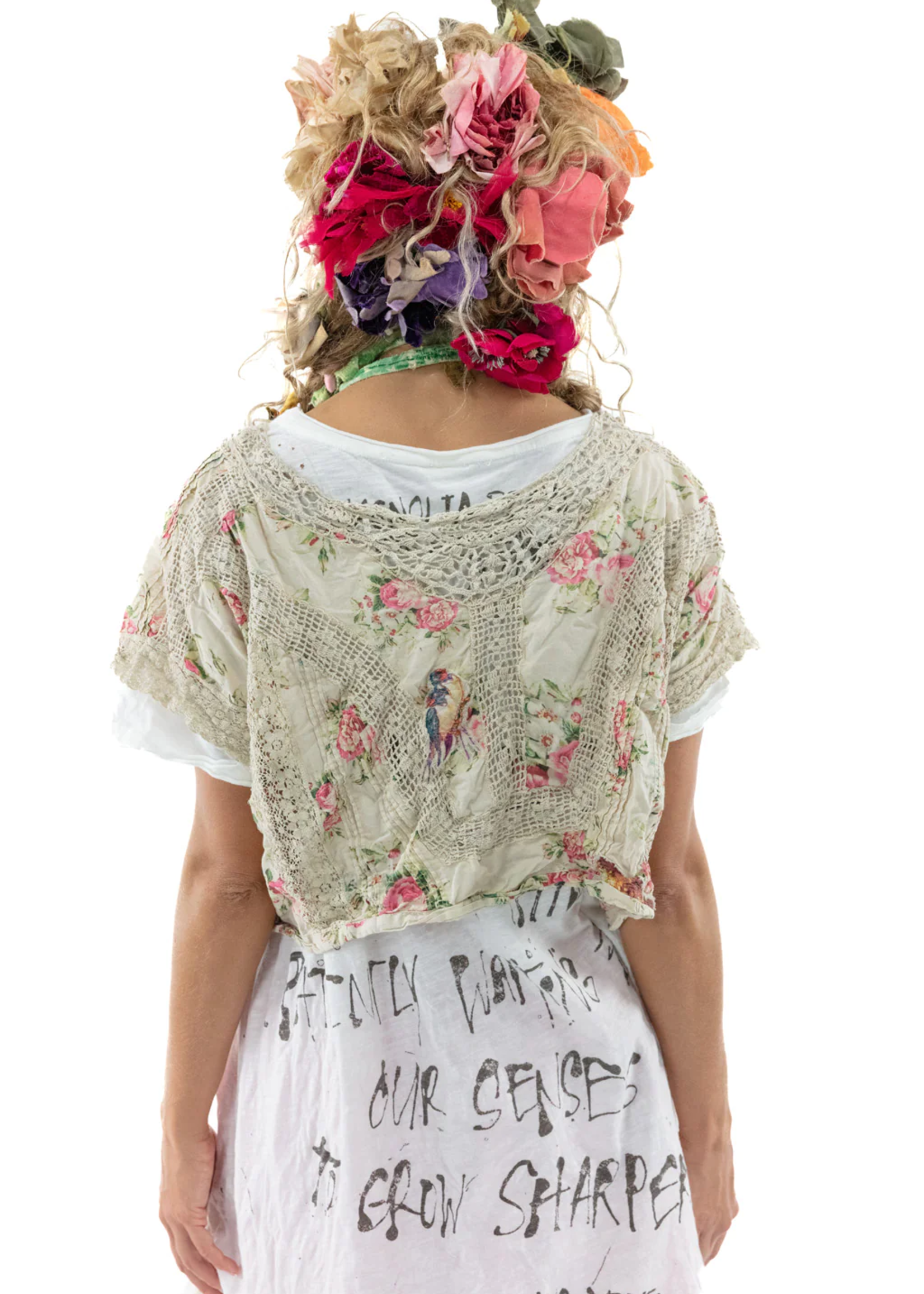 Magnolia Pearl Floral Dejah Cropped Blouse Top 1334 One Size