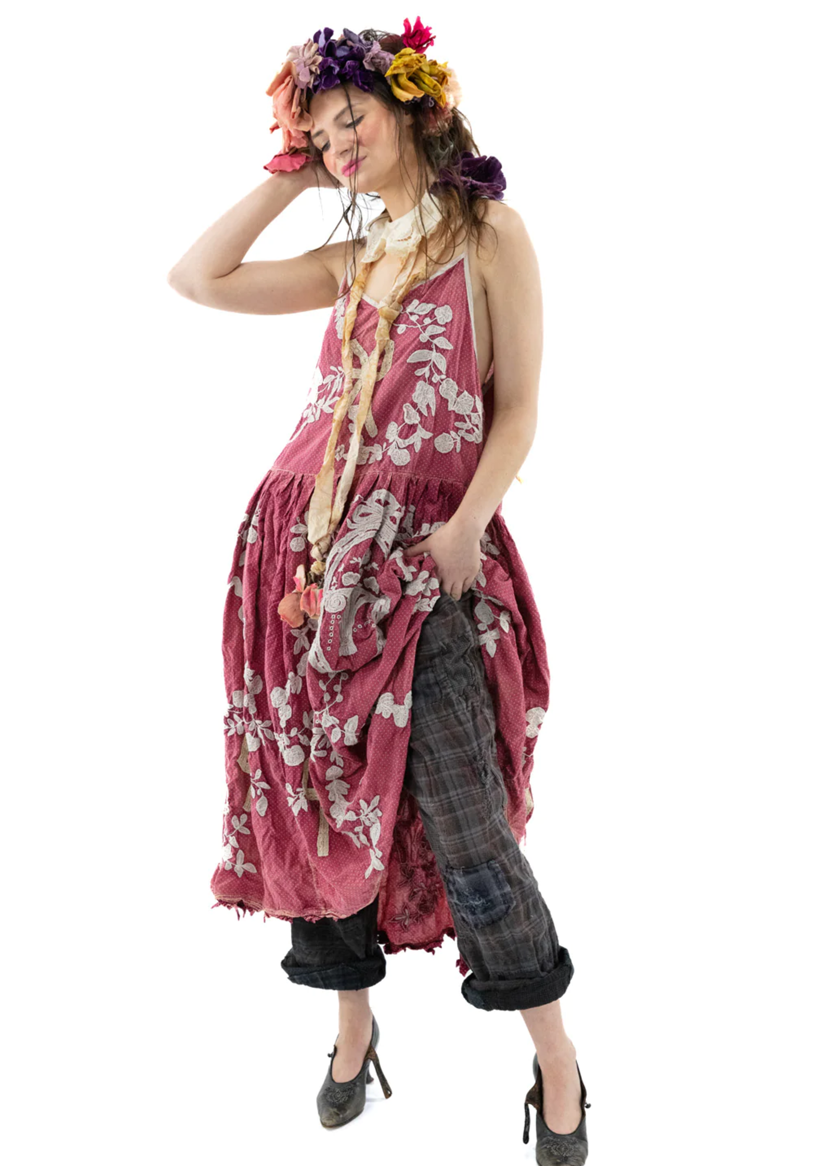 Magnolia Pearl Floral Appliqué Oeuvre Slip 151 Dress Shirley Temple