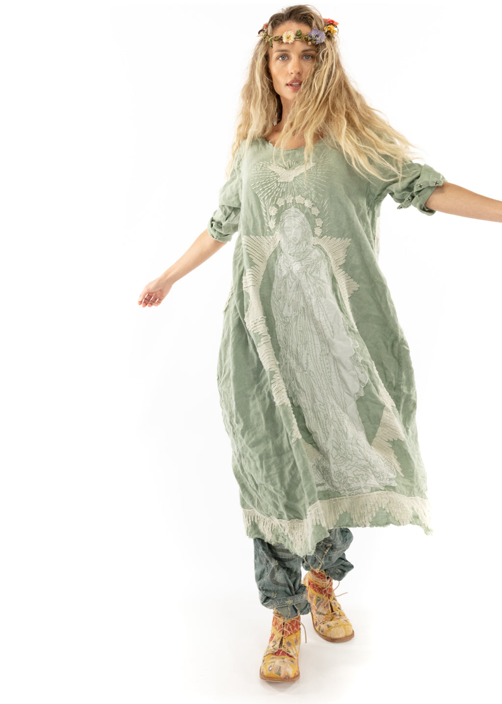 Magnolia Pearl Linen Queen of The Sea Dress DRESS 779 Matcha