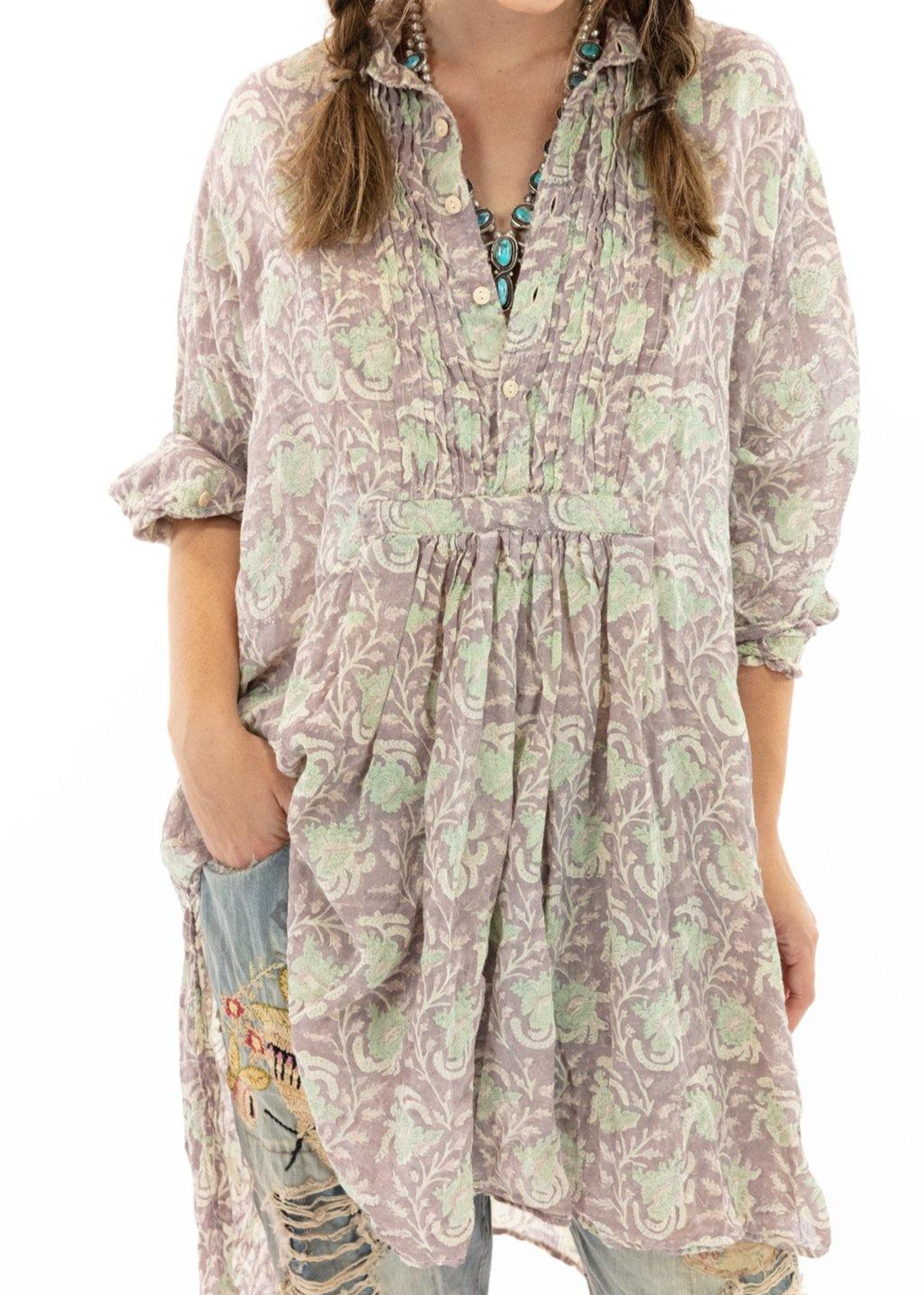Magnolia Pearl Gauze Blockprint Cordelia Nigh TOP 1046 Lissa