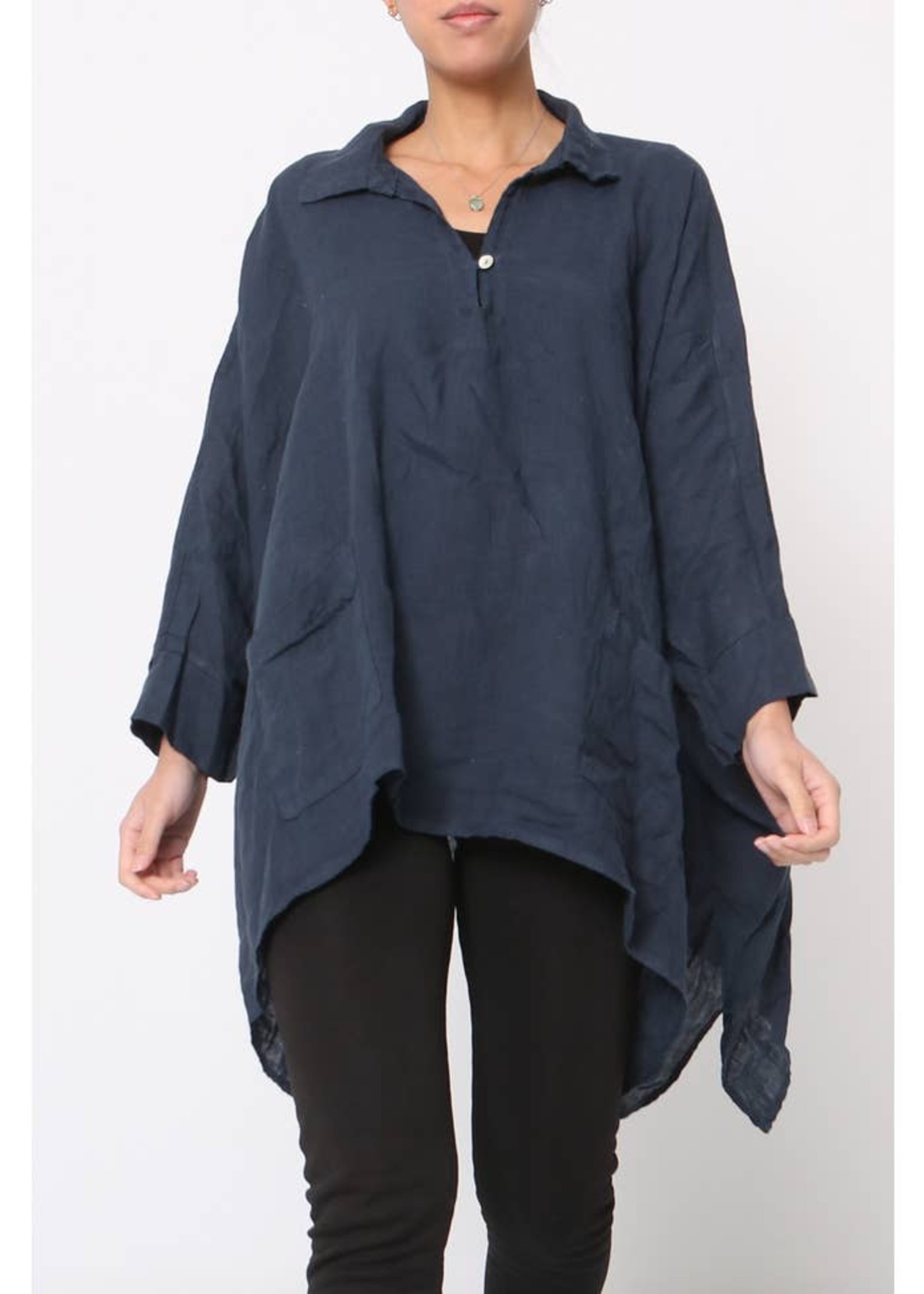 LOU+LOU Linen Tunic Dress  One Size - Green
