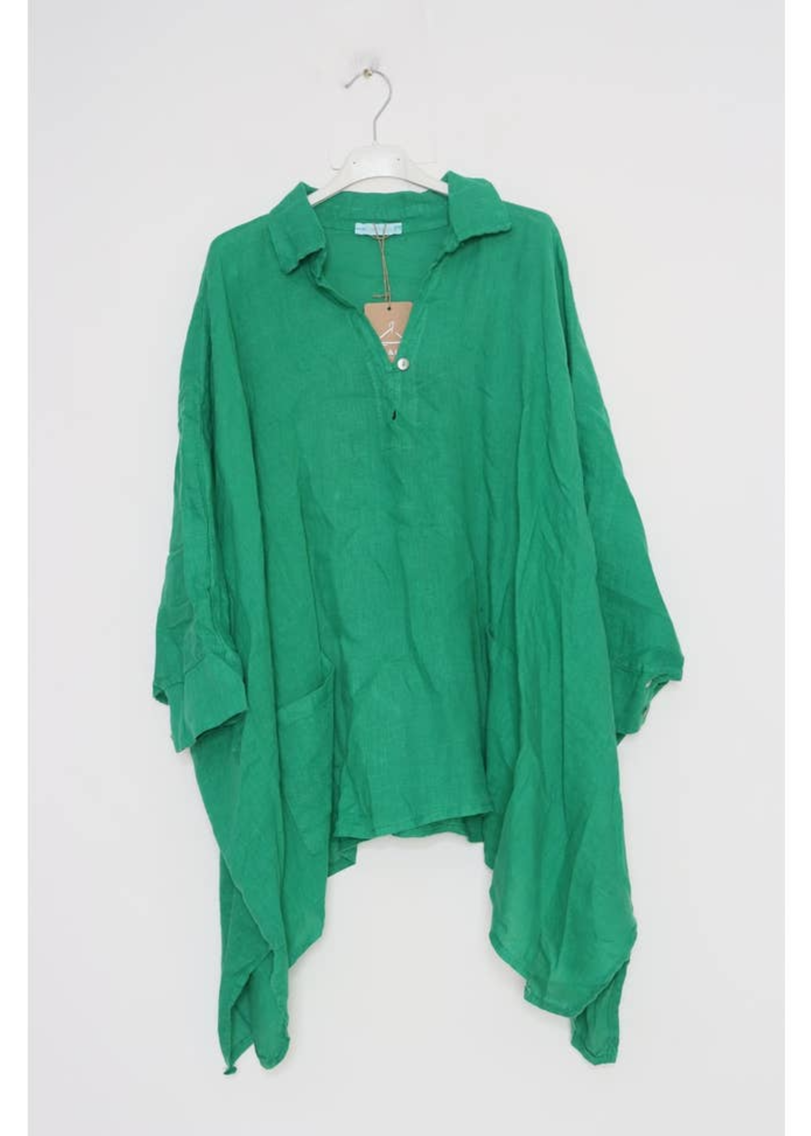 LOU+LOU Linen Tunic Dress  One Size - Green