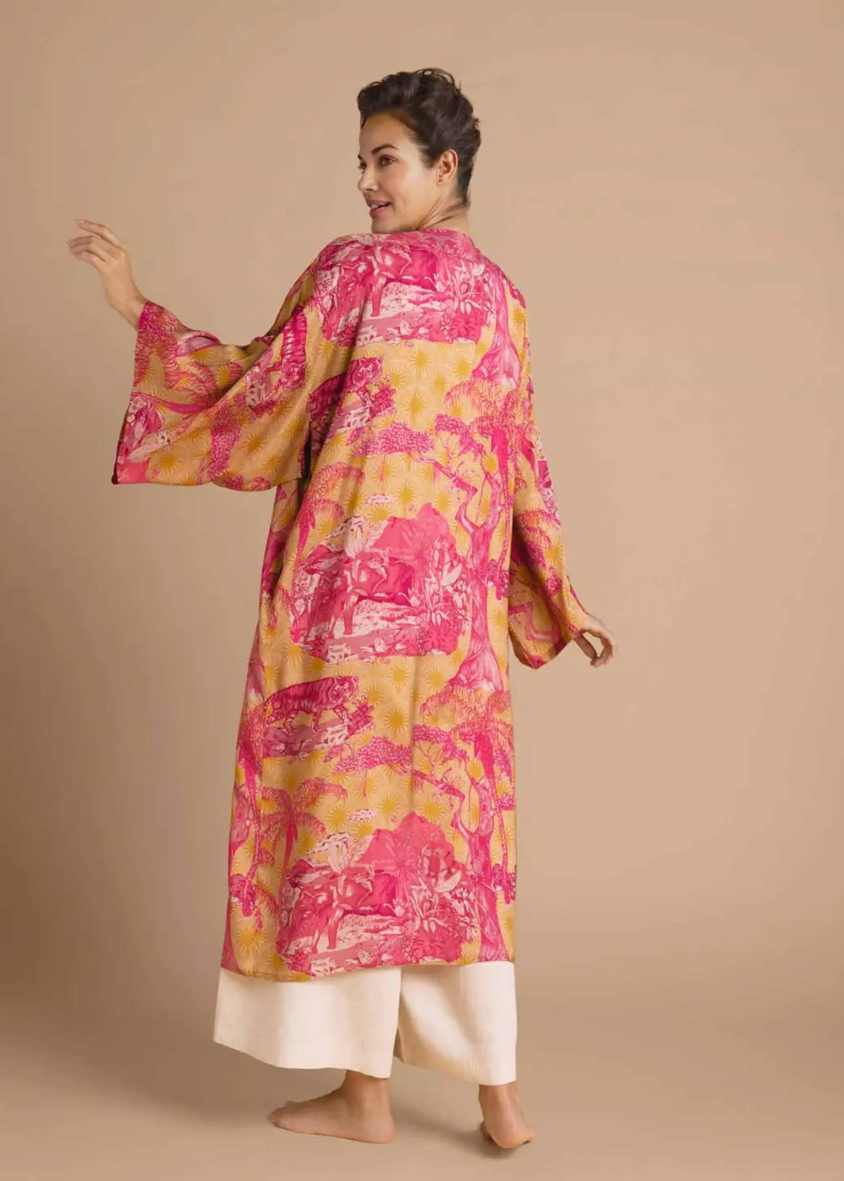 Powder UK Tropical Toile Kimono Pineapple