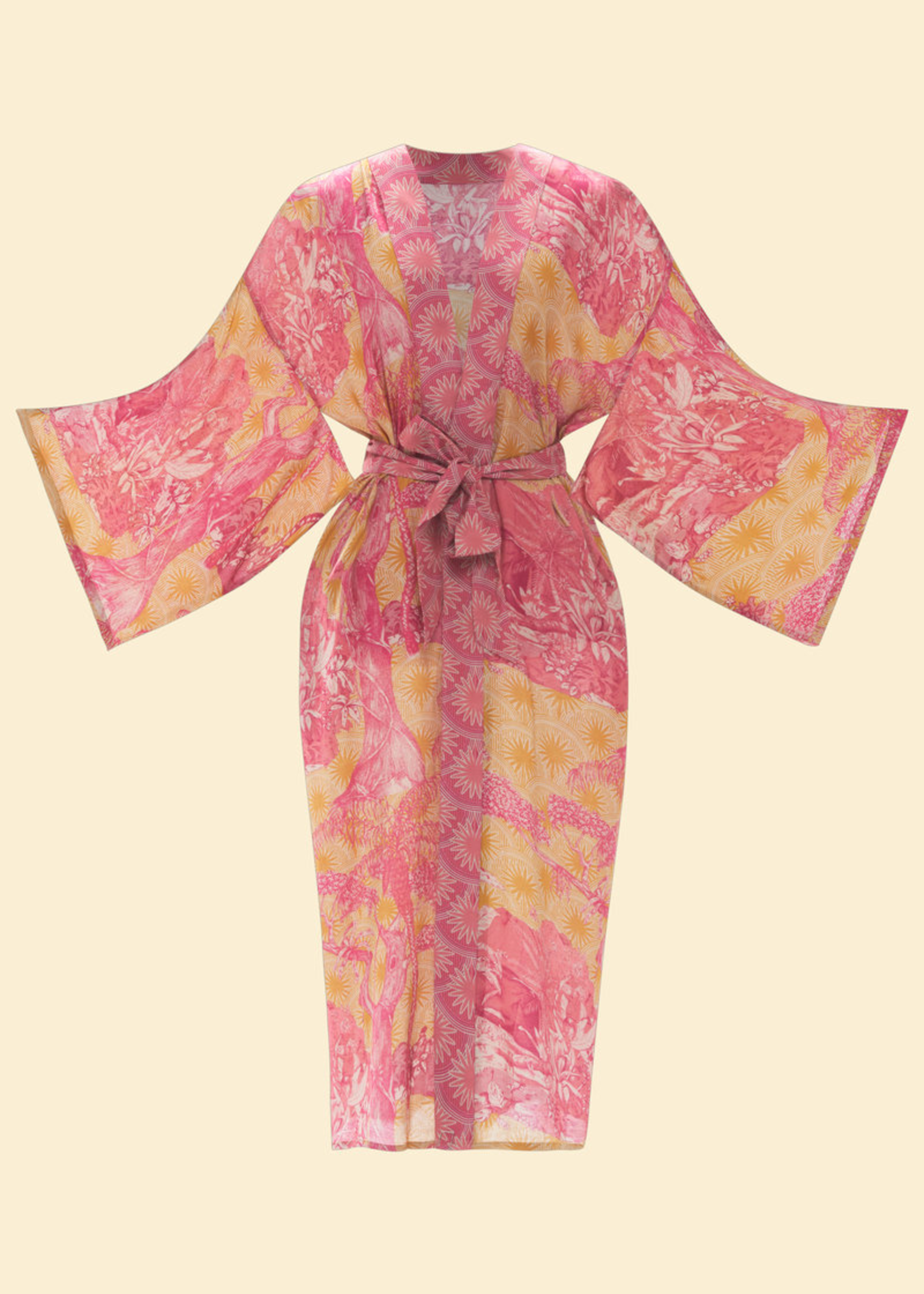Powder UK Tropical Toile Kimono Pineapple