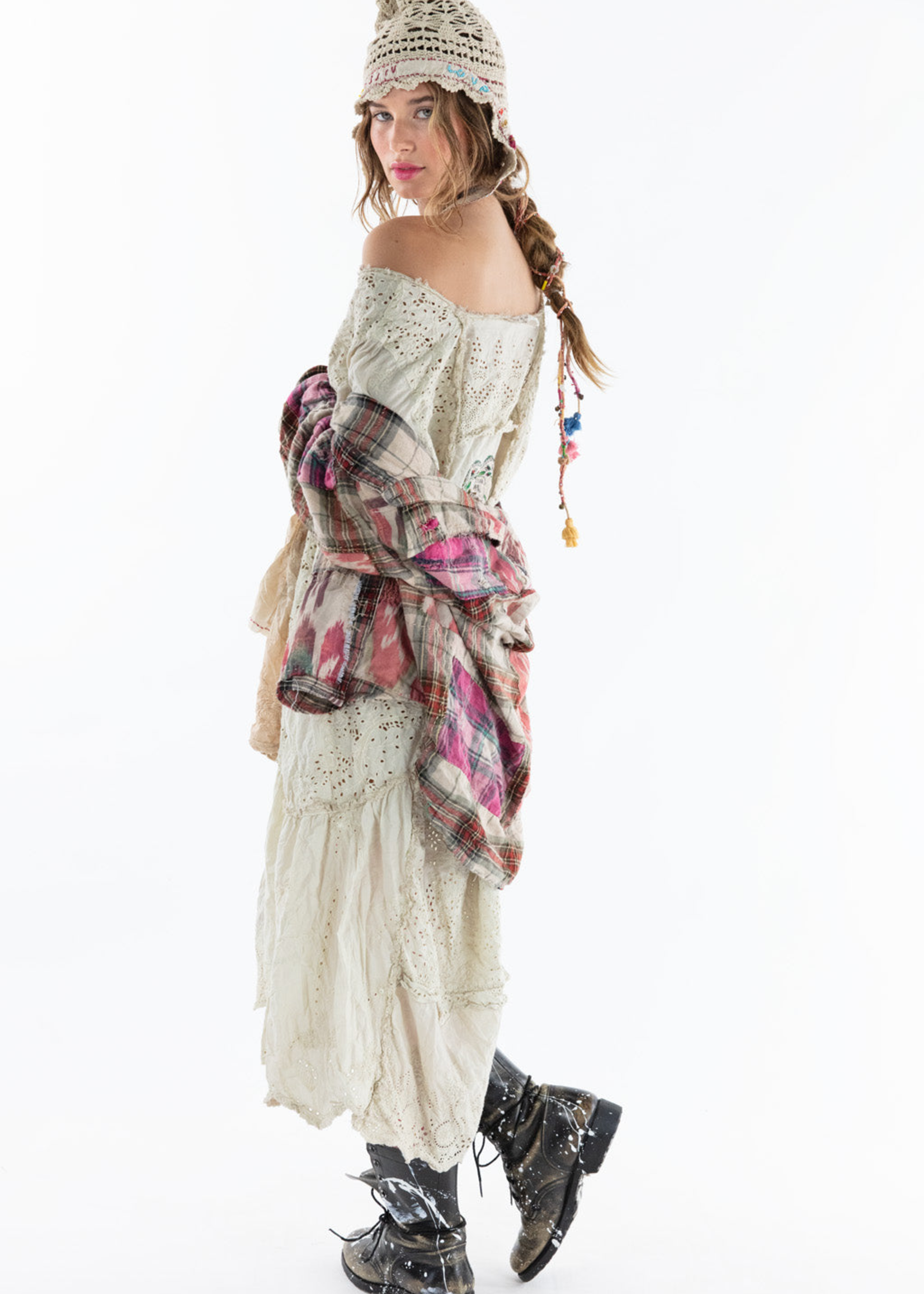 Magnolia Pearl New Release 6-21 Eyelet Patchwork Helenia Dress 938 Moonlight