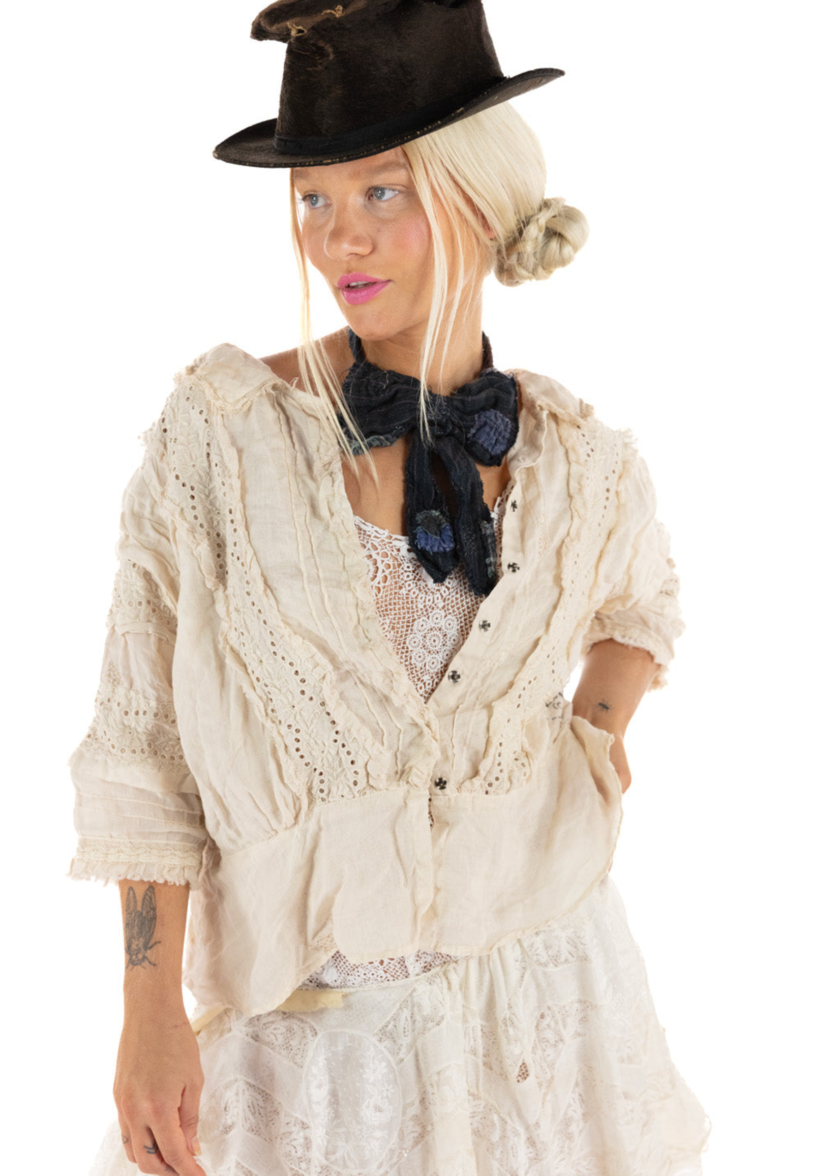 Magnolia Pearl Linen Ramie Marburger Blouse Top 1424 Moonlight