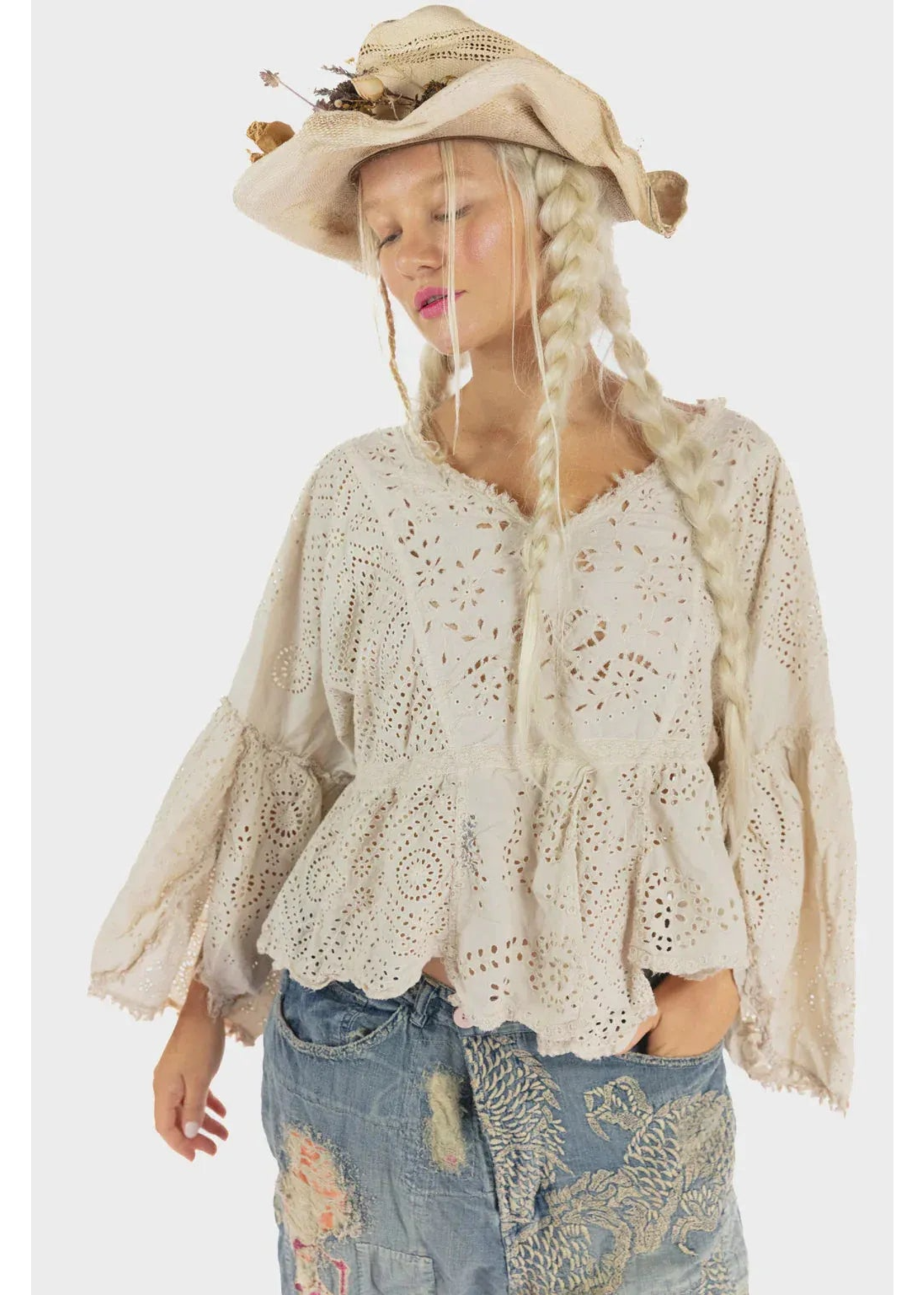 Magnolia Pearl Eyelet Selah Blouse Top 1484 Moonlight