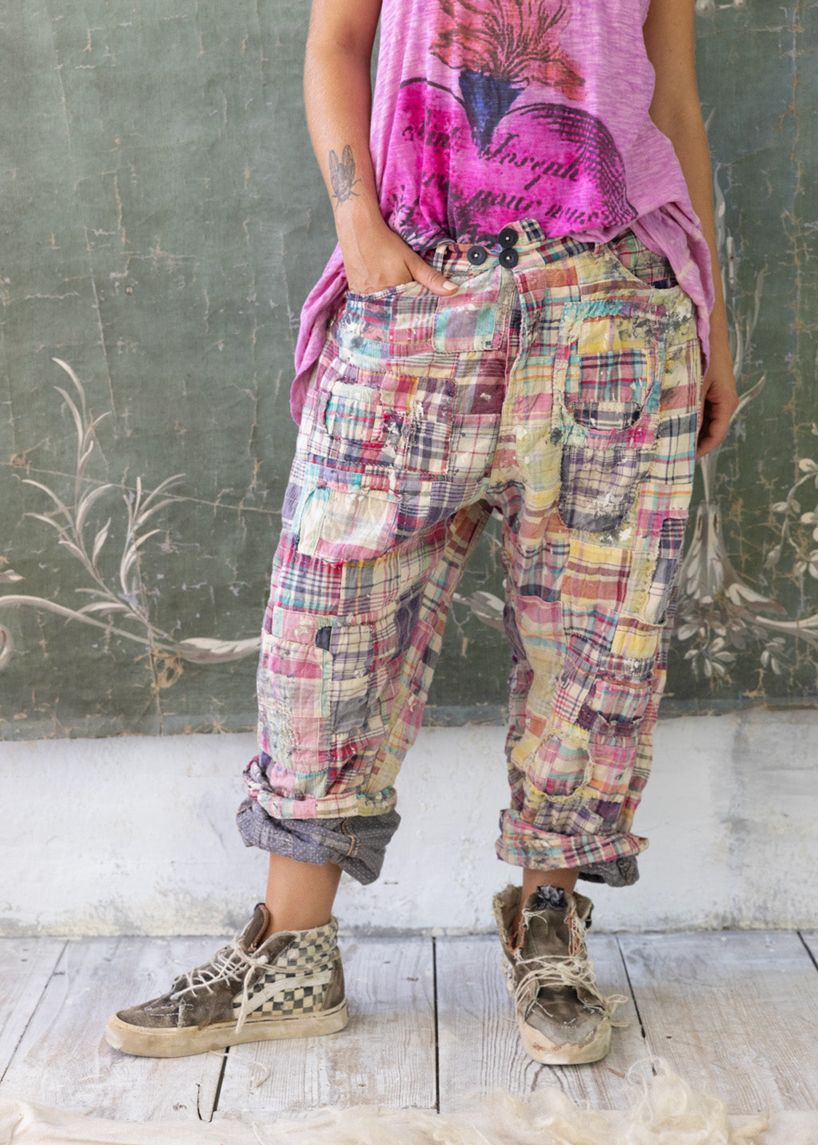 Magnolia Pearl YD Patchwork Miner Pants 513 Madras Rainbow One Size