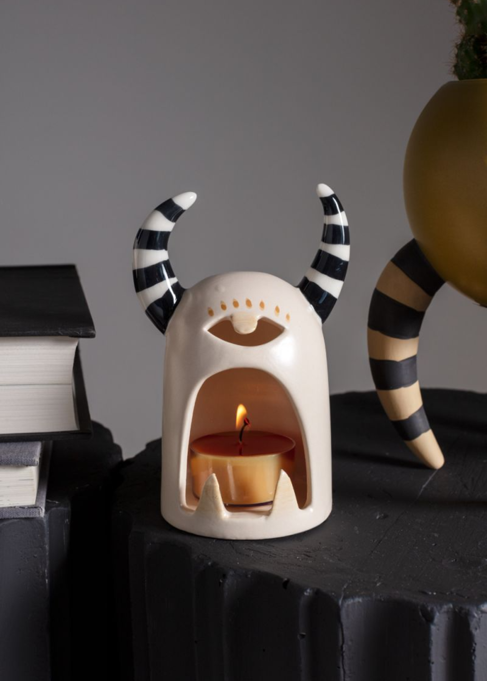 Tricks Tea Light Candleholder – Ceramic Monster Design