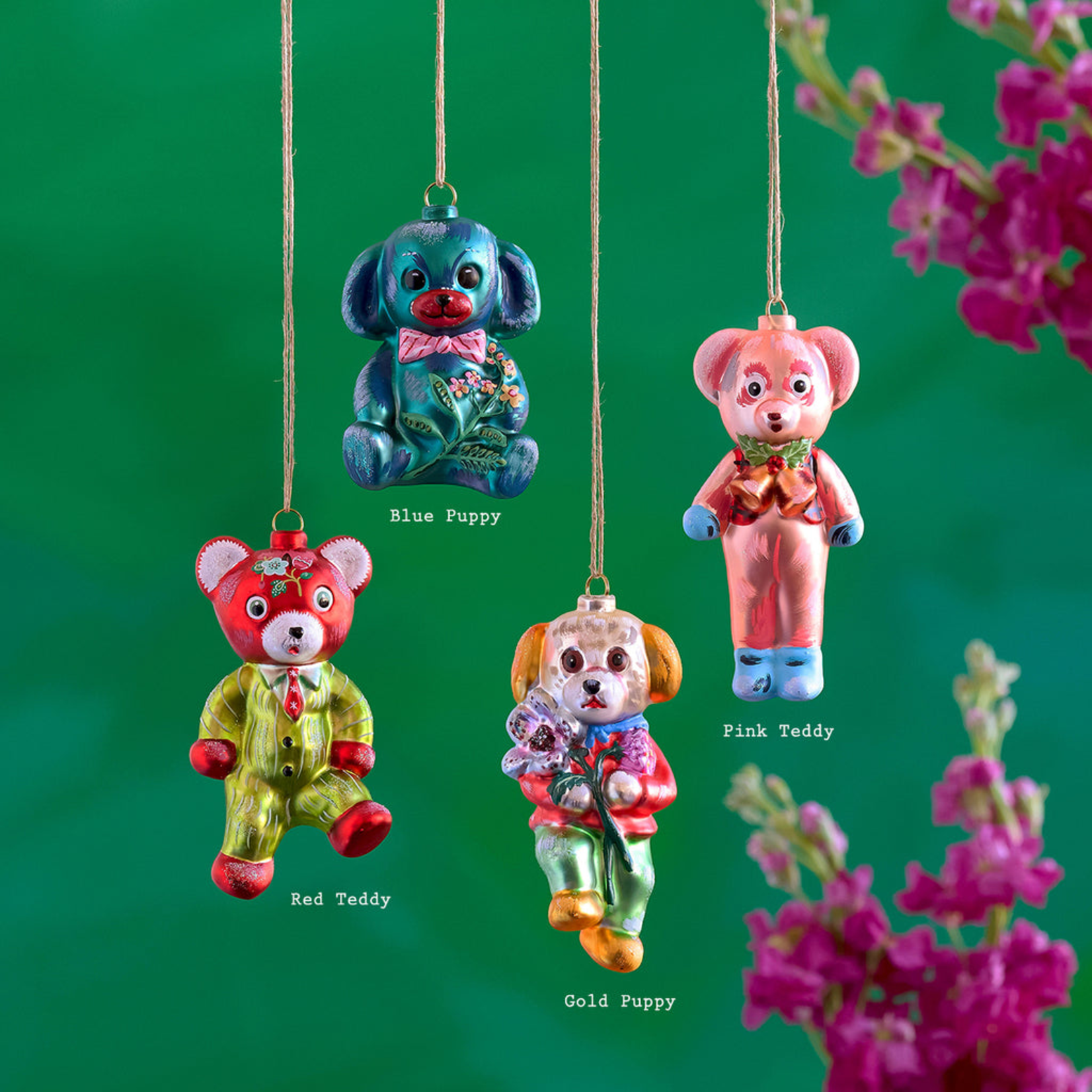 Glitterville Nathalie Lete Teddy Bear Ornaments