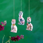 Glitterville Nathalie Lete Floral Cat Ornaments