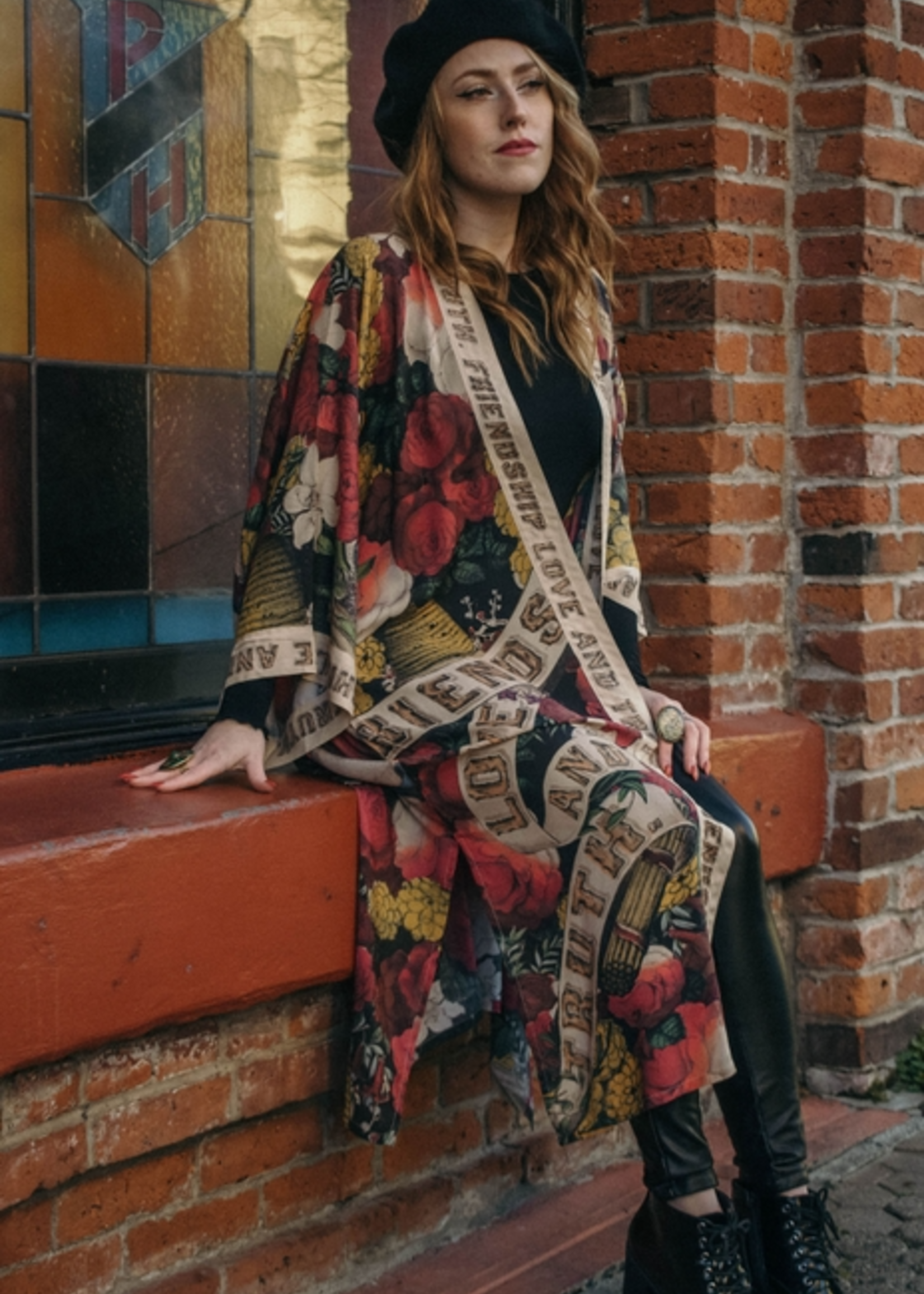 Market of Stars Friendship Love and Truth Long Duster Bamboo Kimono Robe
