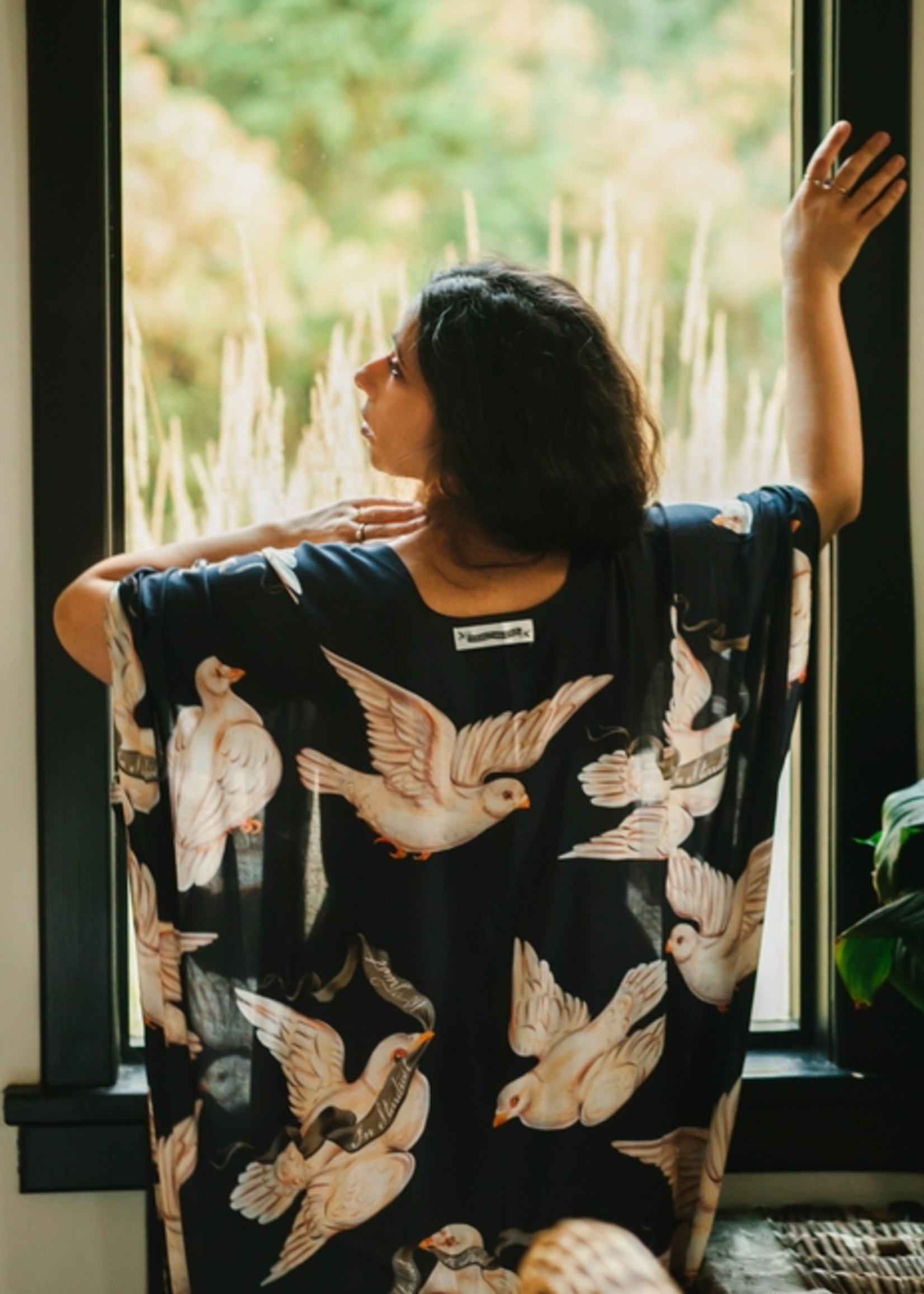 Market of Stars Midnight Doves Starduster Artisan Bamboo Bohemian Kimono