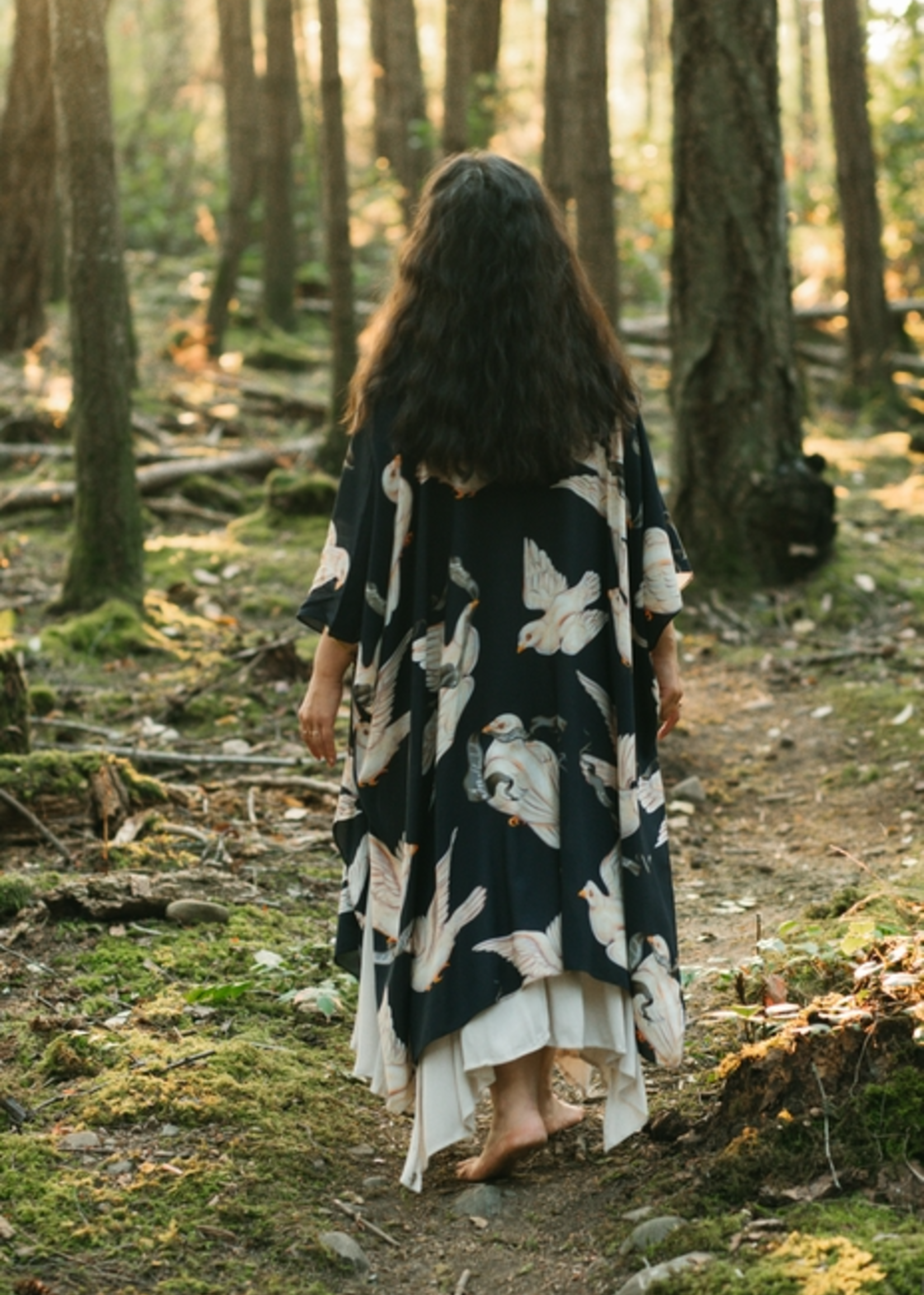 Market of Stars Midnight Doves Starduster Artisan Bamboo Bohemian Kimono