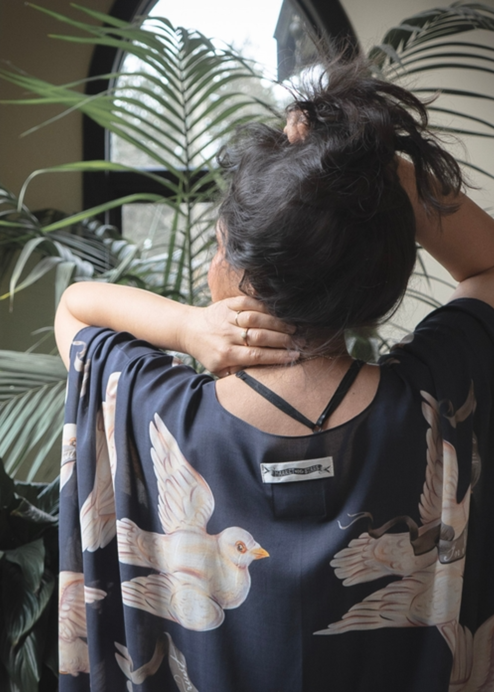 Market of Stars Midnight Doves Starduster Artisan Bamboo Bohemian Kimono