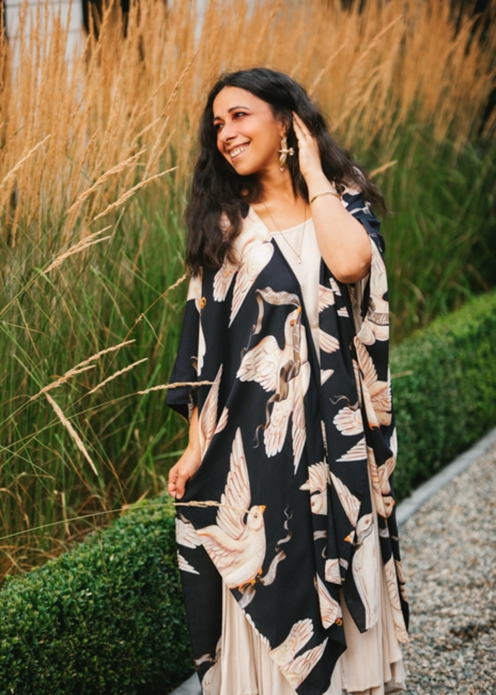 Market of Stars Midnight Doves Starduster Artisan Bamboo Bohemian Kimono