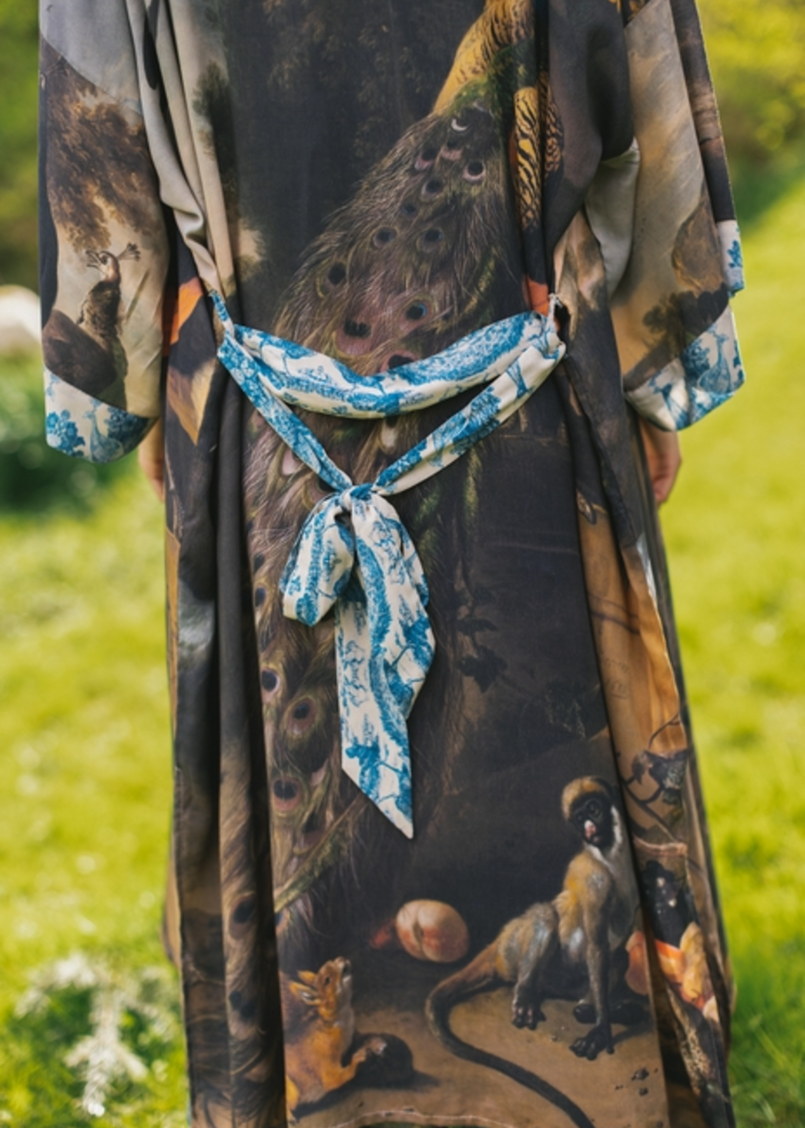 Market of Stars Wild Beauty Bamboo Kimono Duster Robe with Peacock Print
