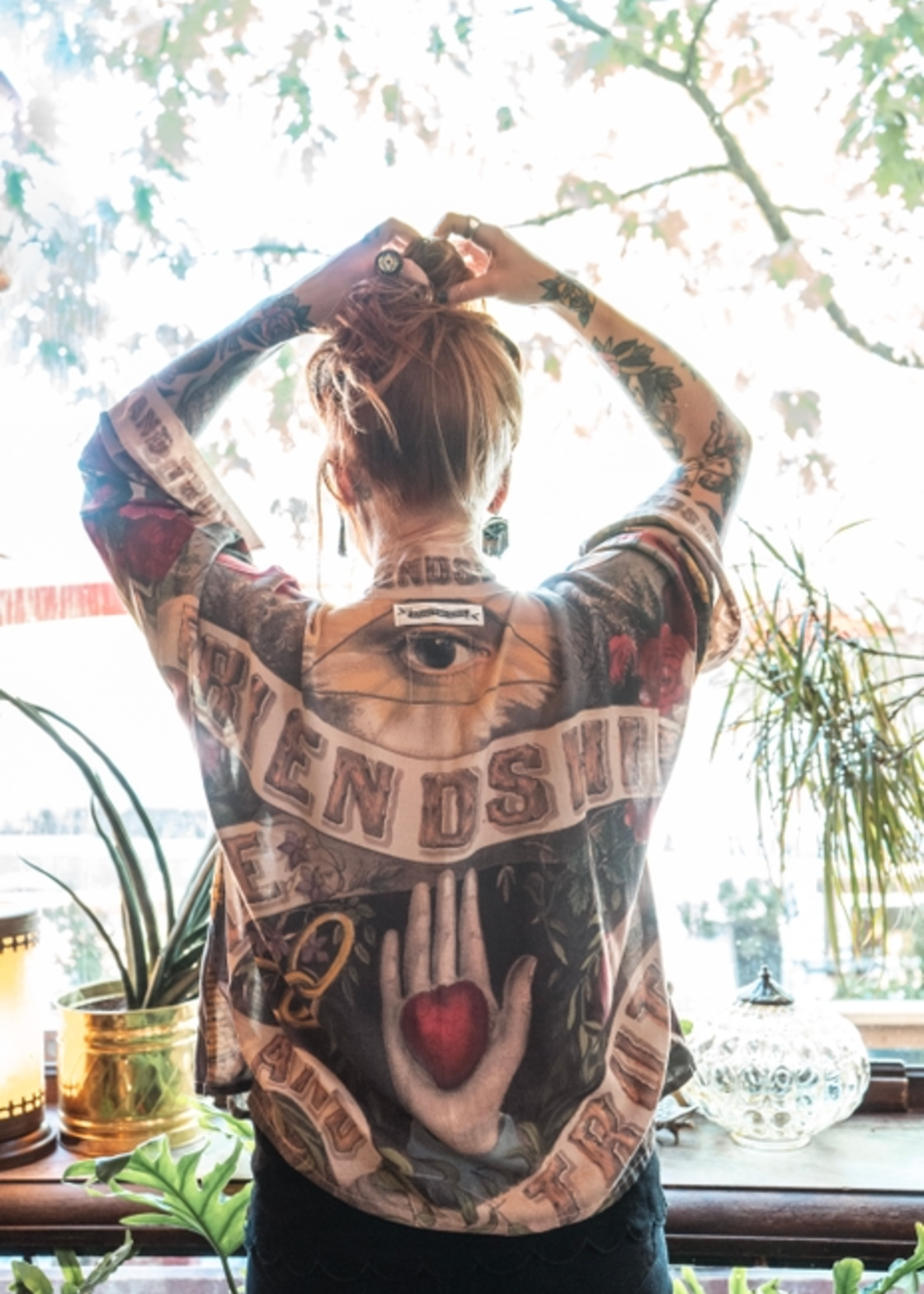 Market of Stars Friendship Love and Truth Pixie Cropped Bamboo Kimono Cardigan