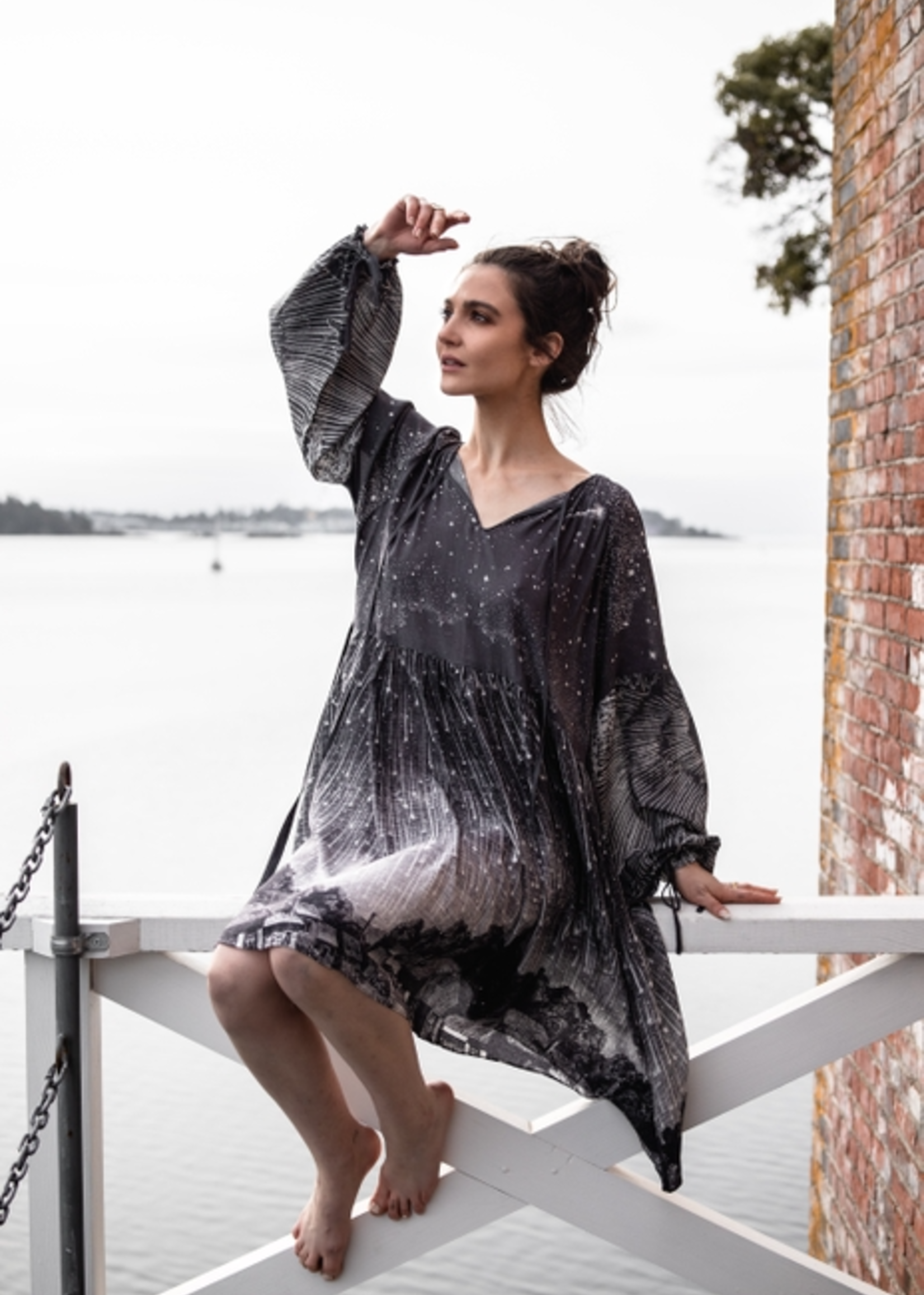 Market of Stars Stargazer Reversible Printed Bamboo Dress / Layering Tunic One Size