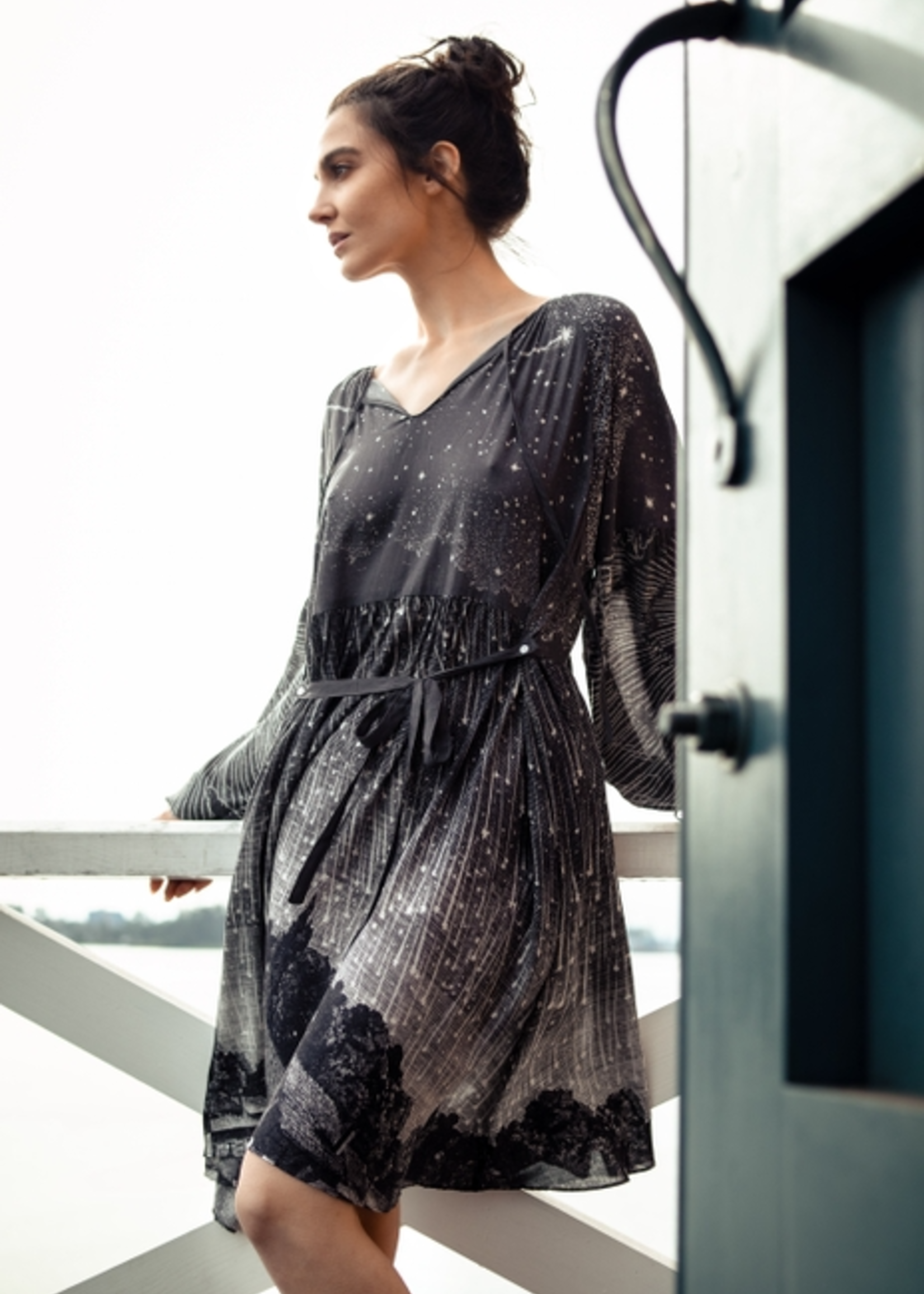 Market of Stars Stargazer Reversible Printed Bamboo Dress / Layering Tunic One Size
