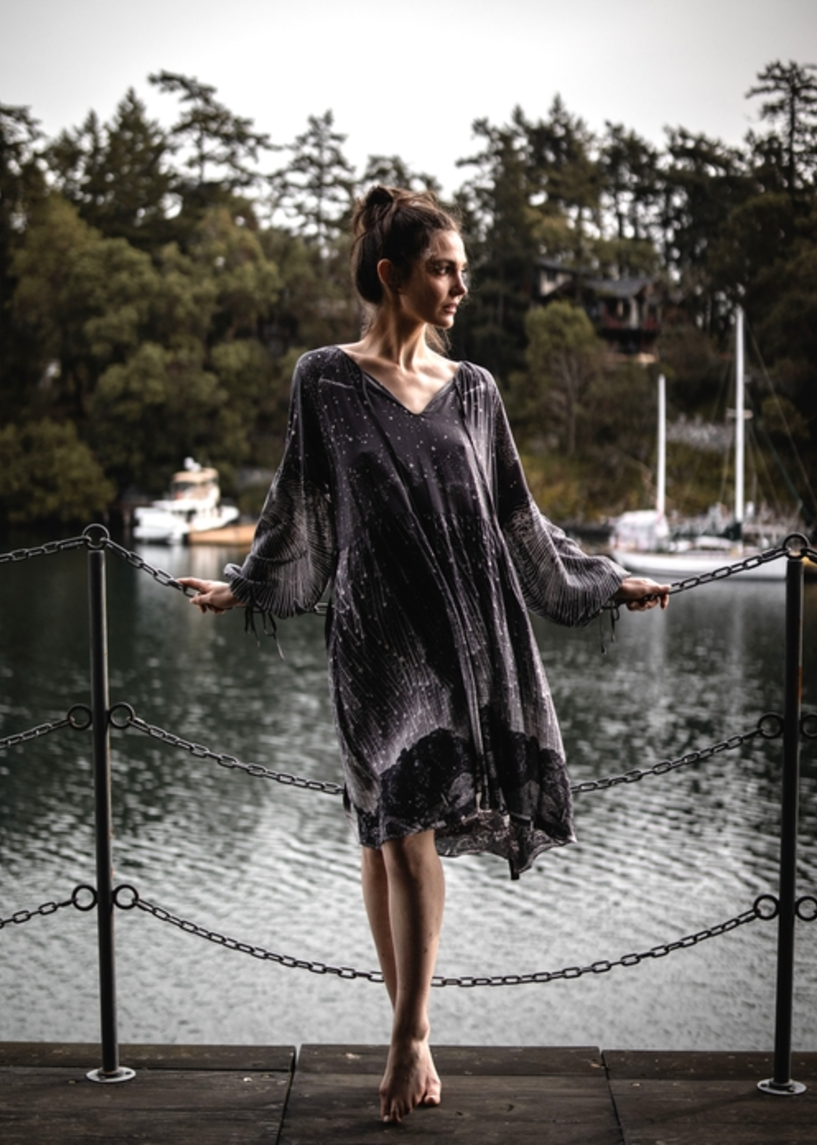 Market of Stars Stargazer Reversible Printed Bamboo Dress / Layering Tunic One Size