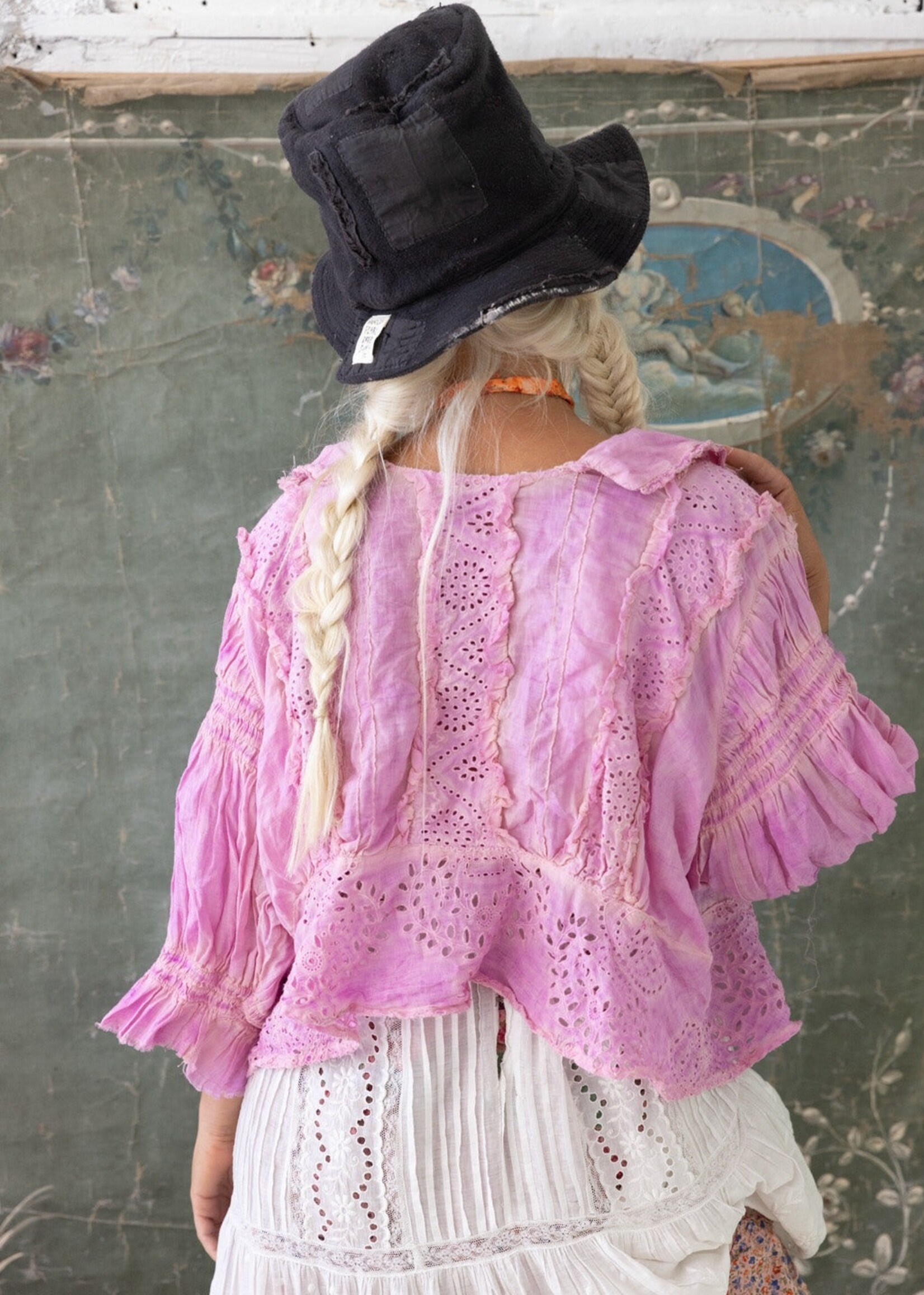 Magnolia Pearl Ramie Daisie Blouse Top 1567 Purple Boba