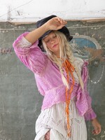 Magnolia Pearl Ramie Daisie Blouse Top 1567 Purple Boba