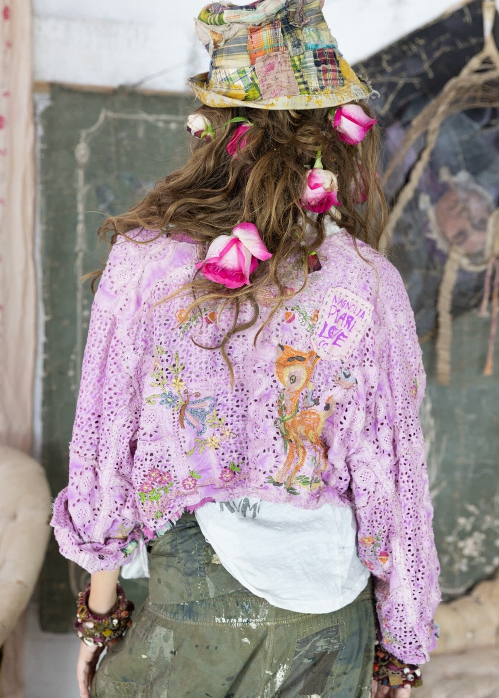Magnolia Pearl Lil Friends Crop Leni Jacket 968 Purple Boba